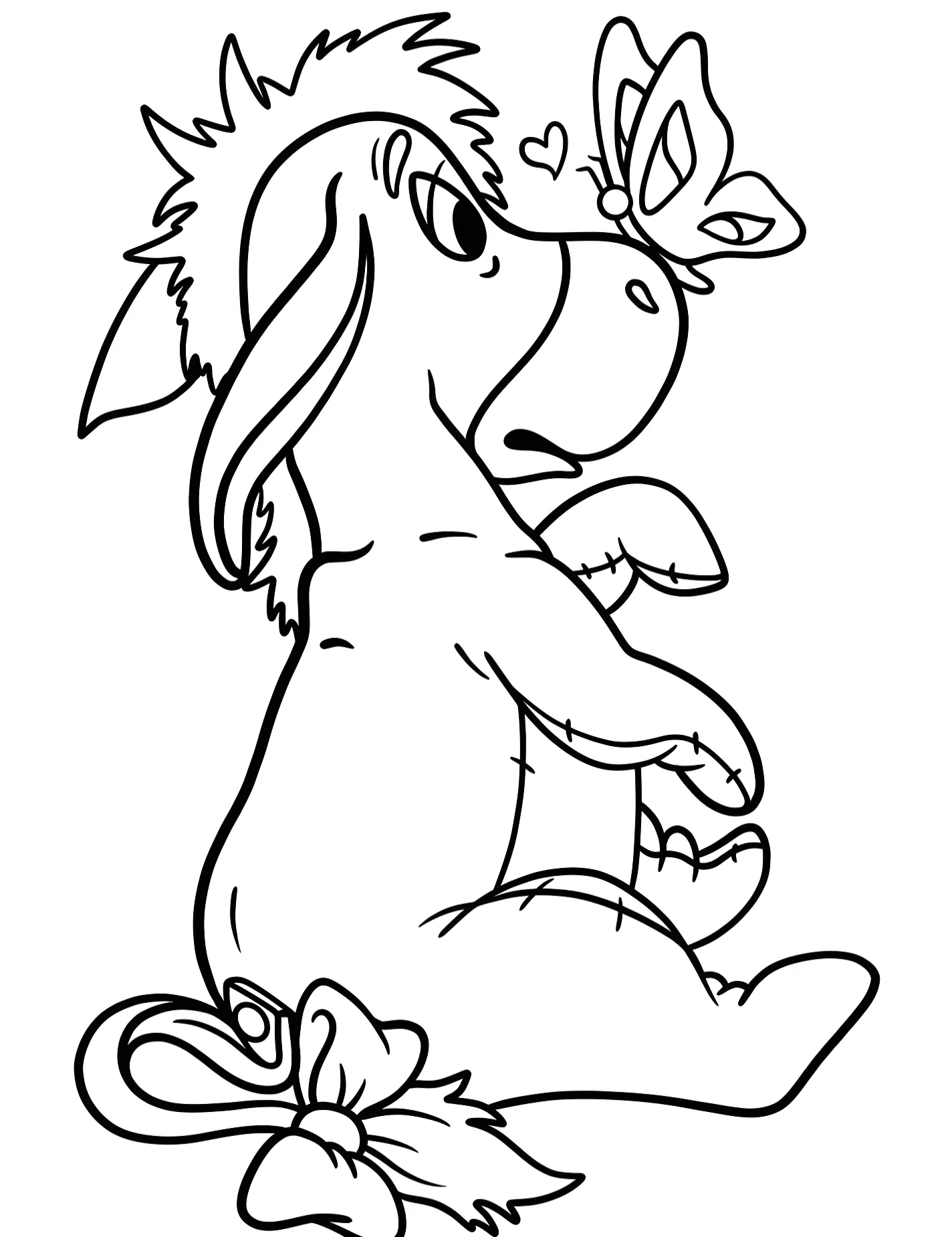 Милый Ейоре с бабочкой на носу №8822. Раскраски из мультиков. Иа-Иа (Eeyore).