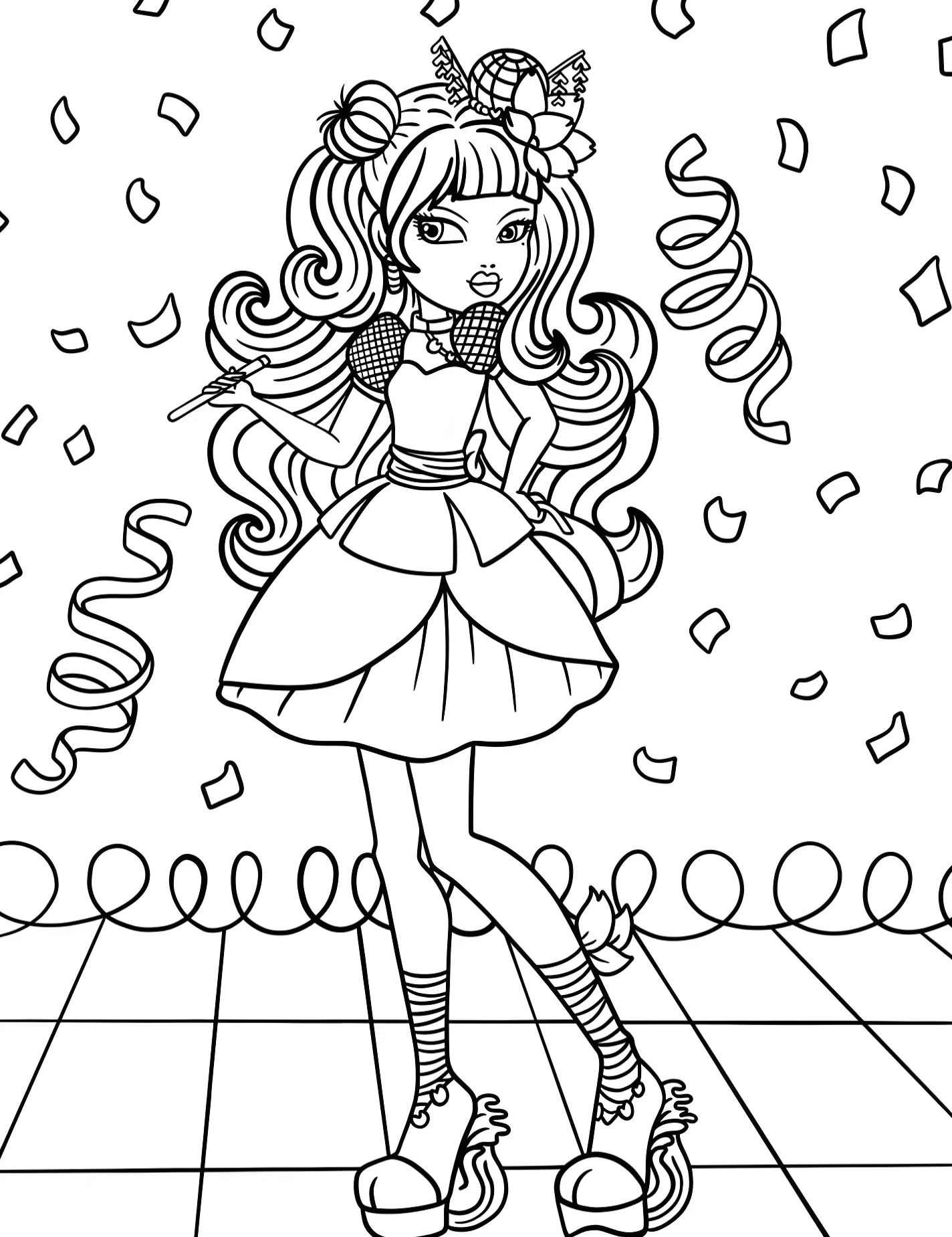Принцесса из Ever After High с конфетти для детей №8840. Раскраски из мультиков. Школа Эвер Афтер Хай (Ever After High).