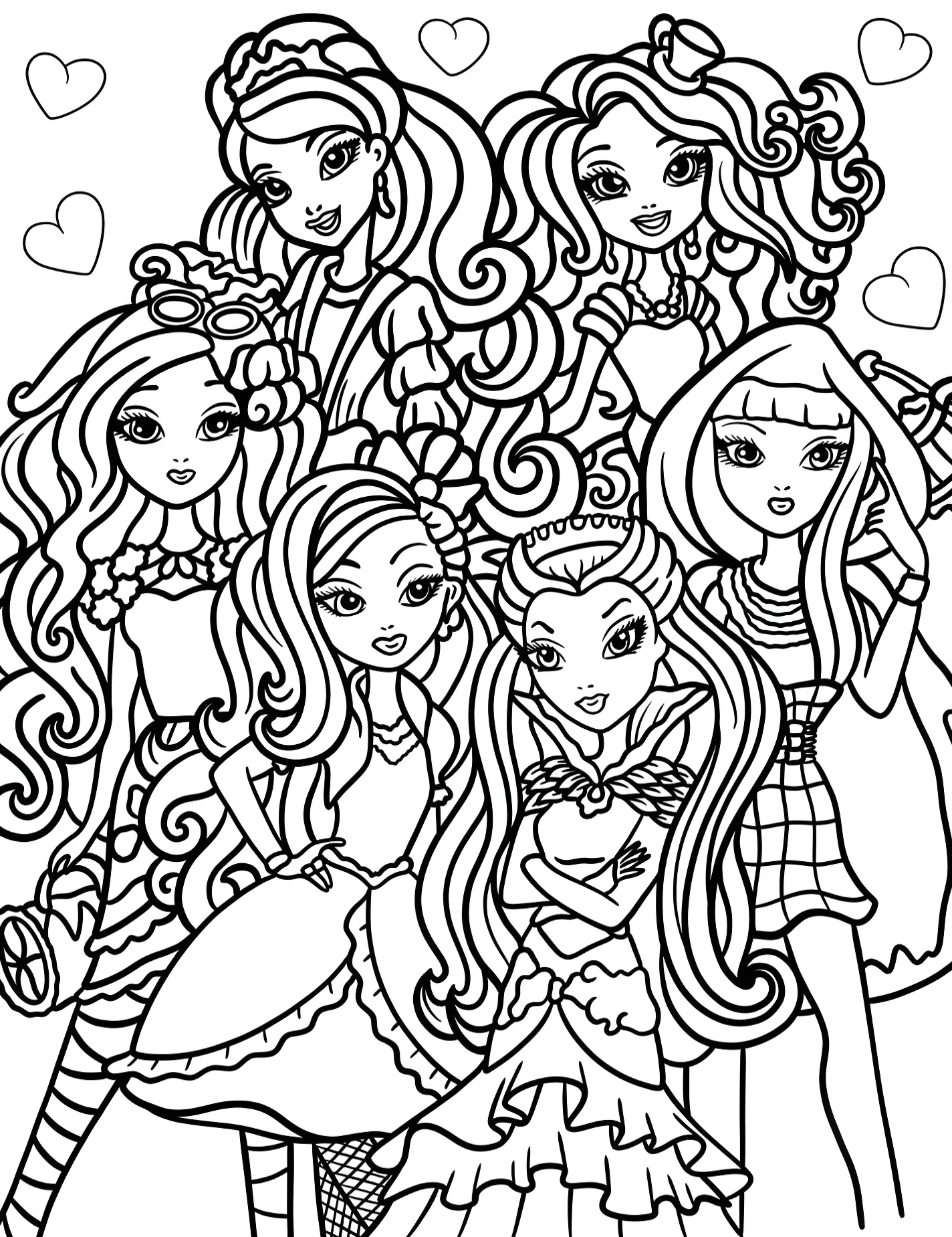 Веселые герои Ever After High для детей №8842. Раскраски из мультиков. Школа Эвер Афтер Хай (Ever After High).