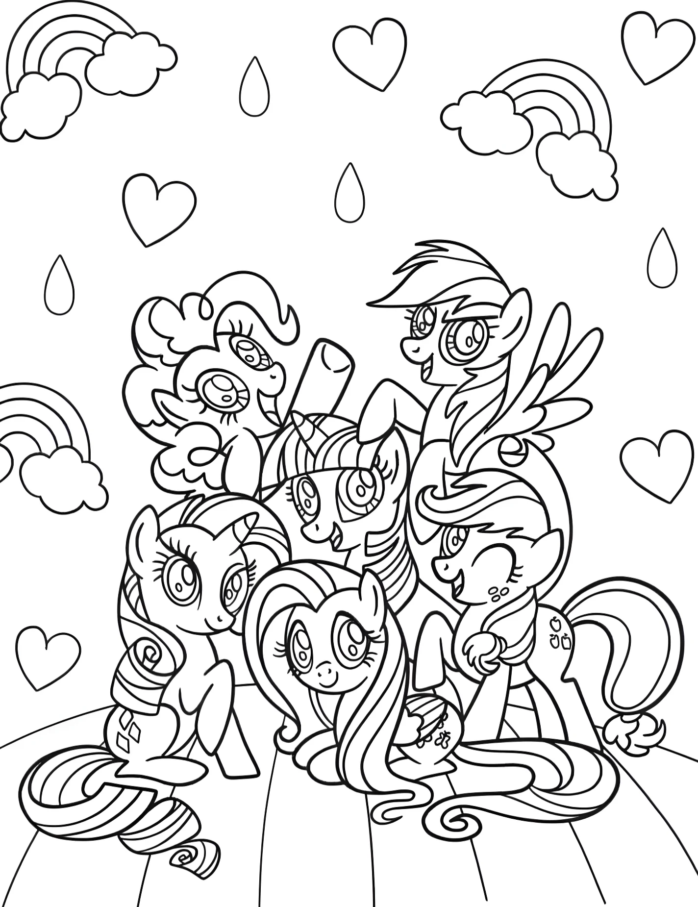 Милые пони для детей №9215. Раскраски из мультиков. Мой маленький пони (My Little Pony).