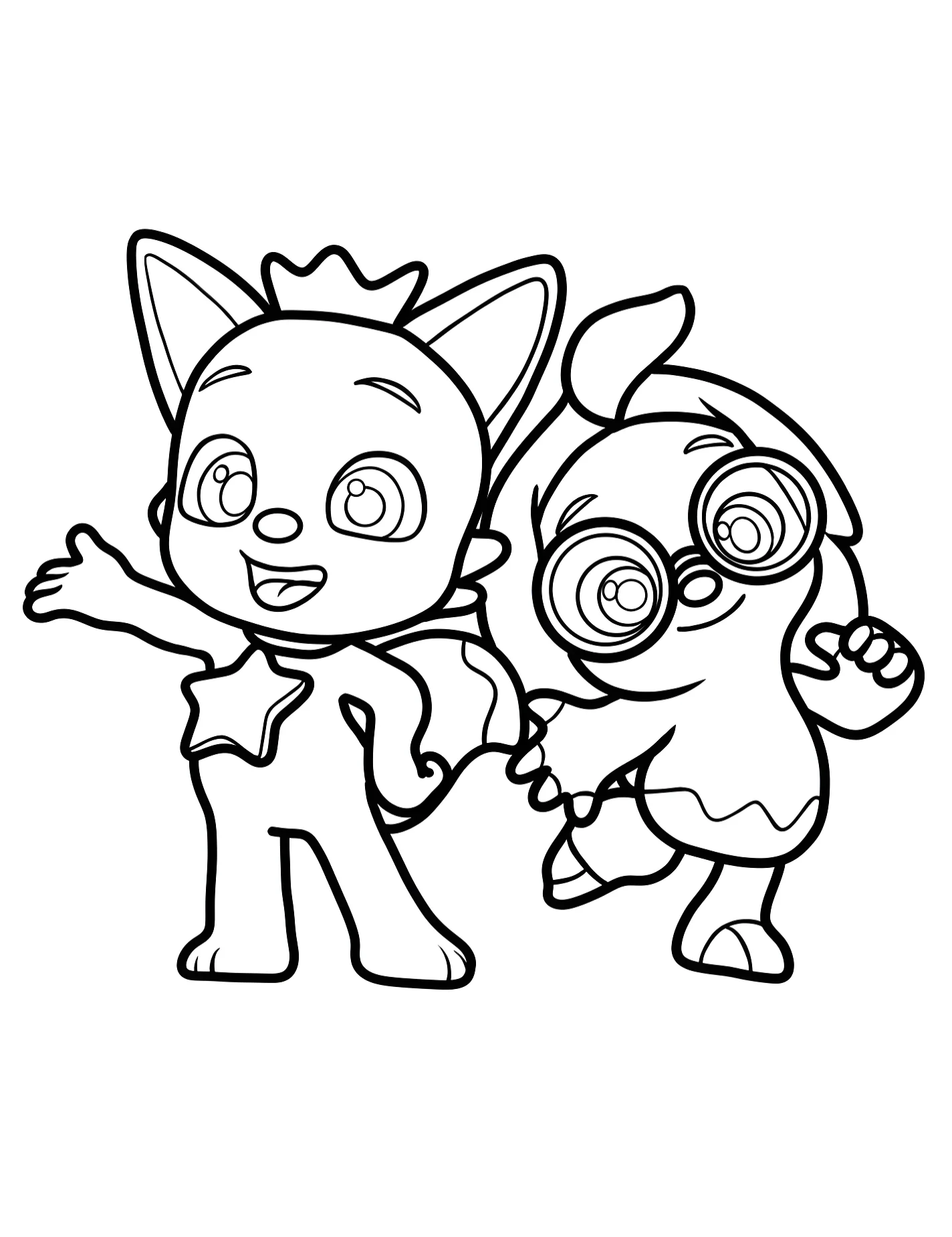 Хоги и Пинкфонг для детей №9460. Раскраски из мультиков. Пинкфонг (Pinkfong).