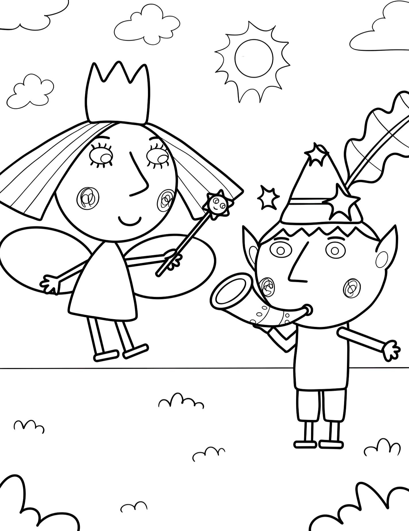 Бен и Холли для детей №8424. Раскраски из мультиков. Бен и Холли (Ben and Holly).
