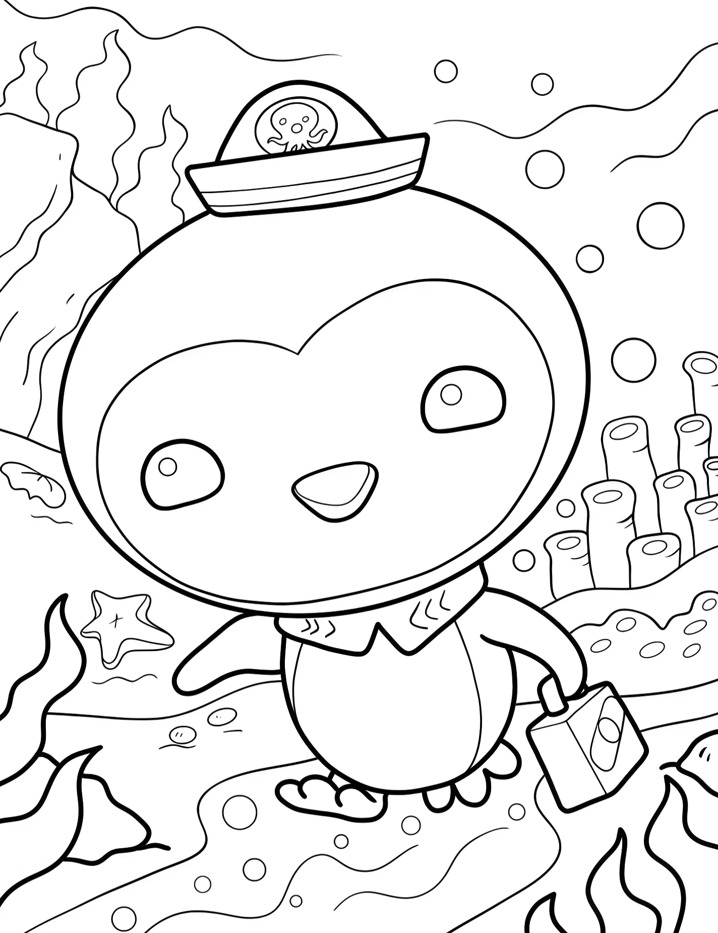 Милый пингвин Песо для детей №9288. Раскраски из мультиков. Октонавты (Octonauts).