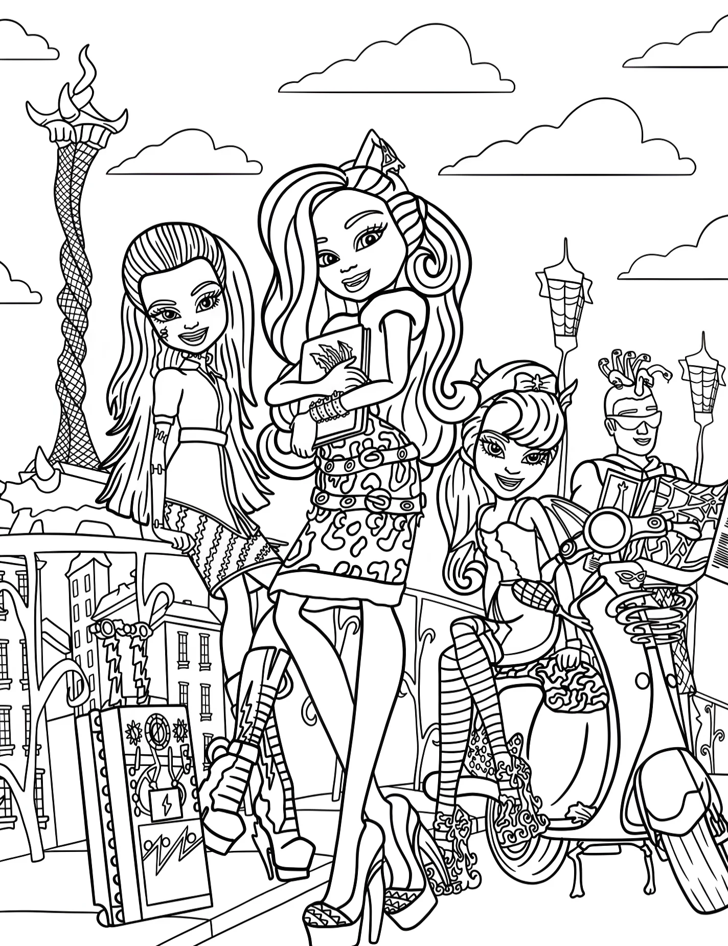 Школа Монстров для детей №9160. Раскраски из мультиков. Школа монстров (Monster High).