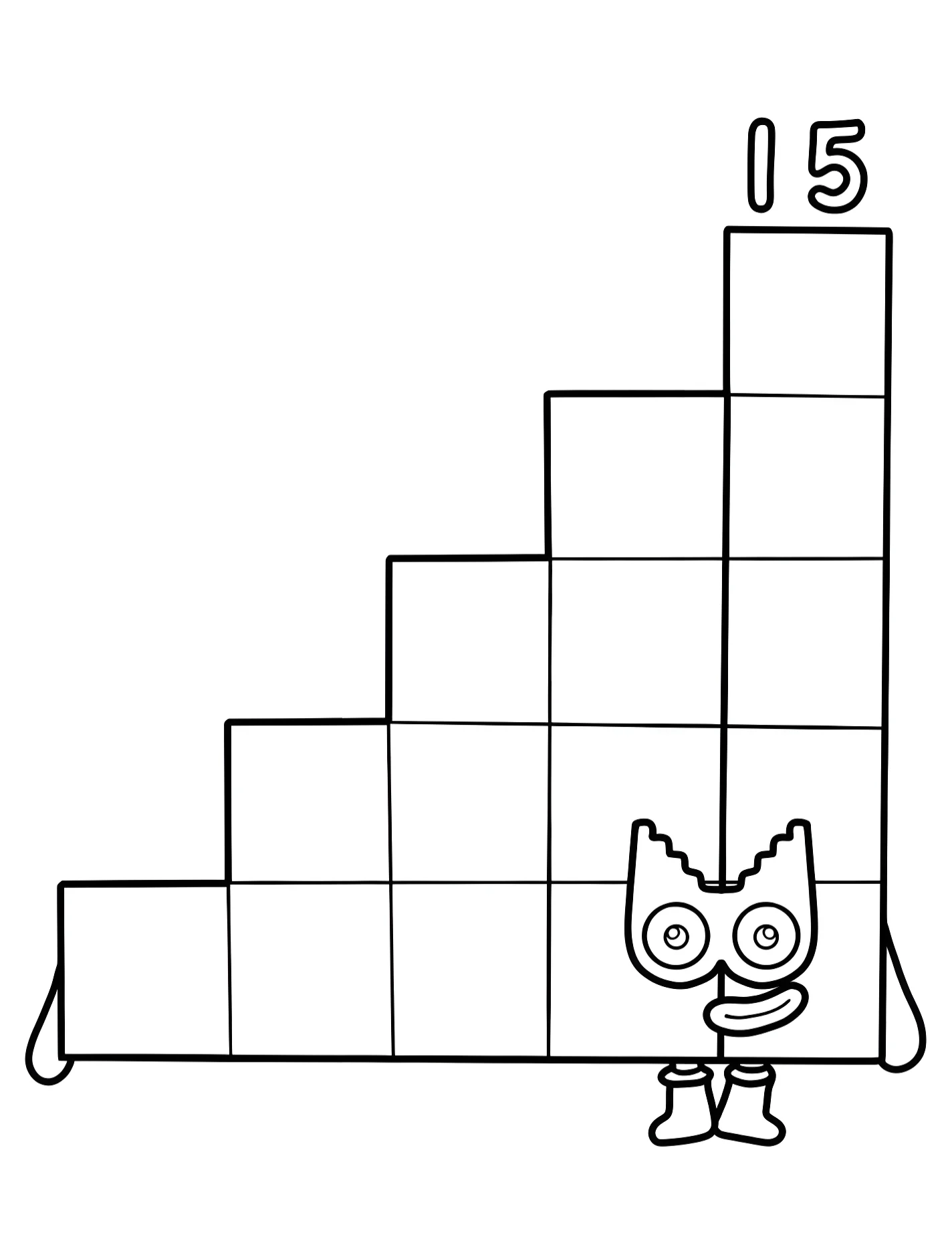 Весёлый Номер 15 для детей №9267. Раскраски из мультиков. Нумерблоки (Numberblocks).
