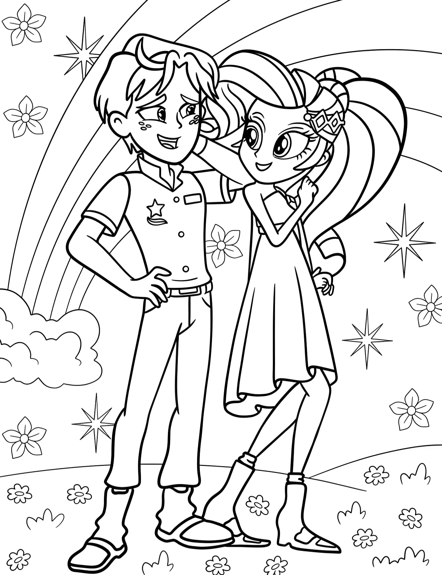 Милый Ragamuffin с Rarity для детей №9670. Раскраски из мультиков. Рэрити (Rarity).