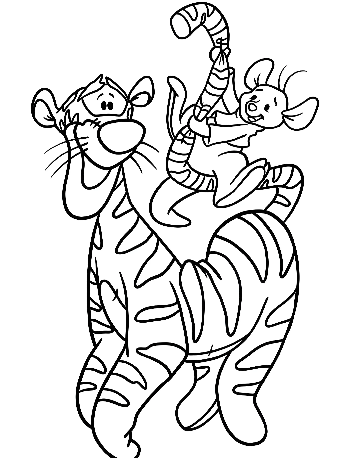Тигг и Ру играют для детей №10159. Раскраски из мультиков. Тигруля (Tigger).