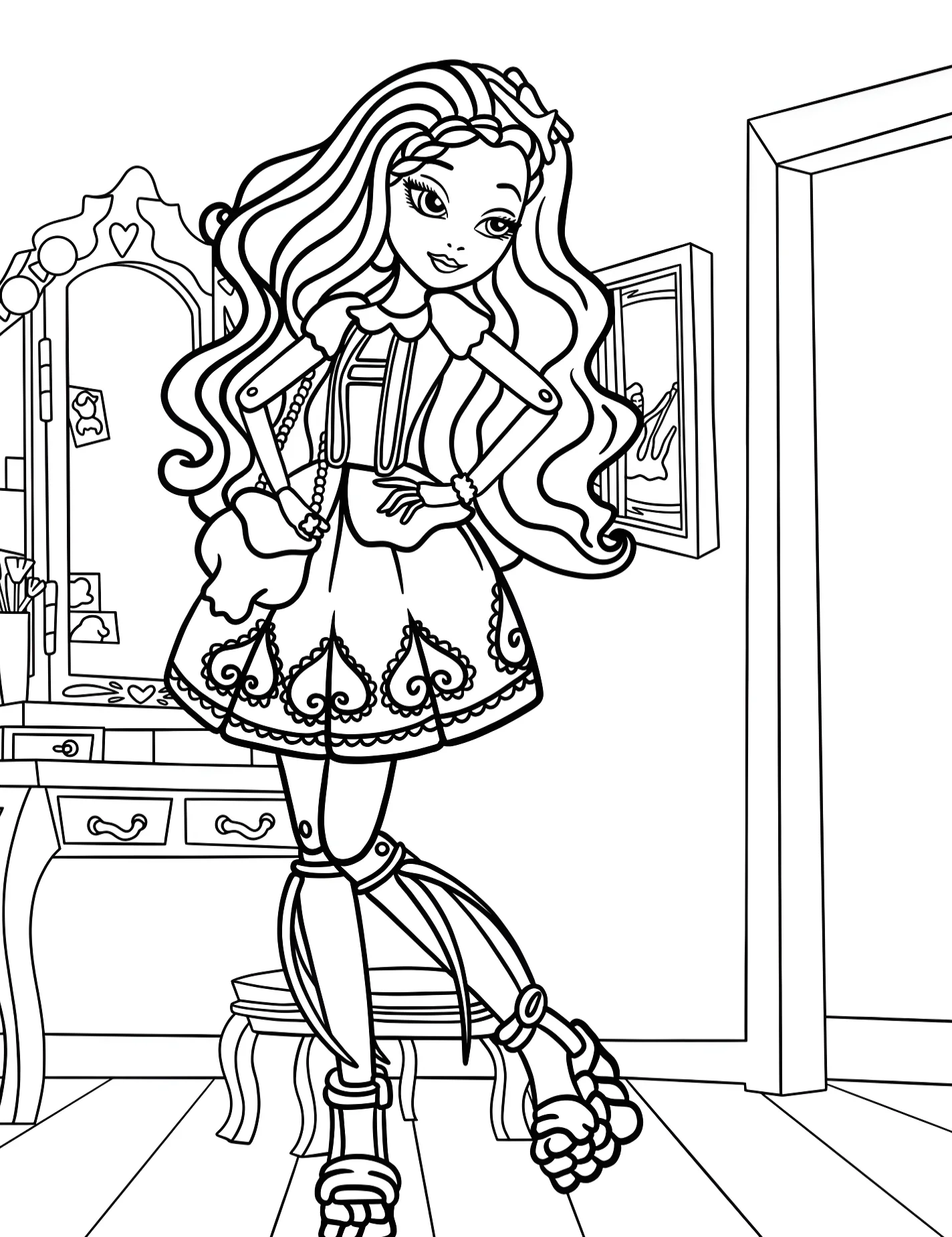Милая девушка из Ever After High для детей №8847. Раскраски из мультиков. Школа Эвер Афтер Хай (Ever After High).