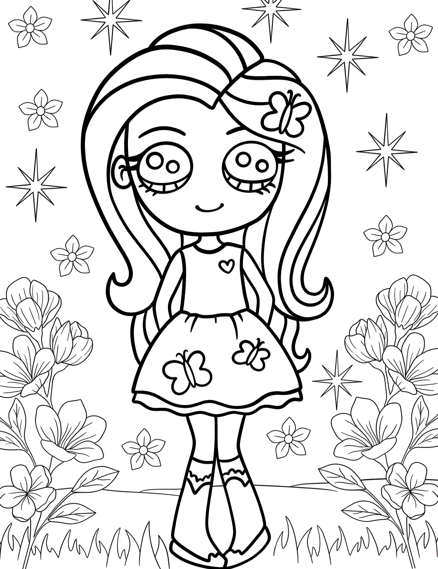 Милая девочка для детей №8869. Раскраски из мультиков. Флаттершай (Fluttershy).