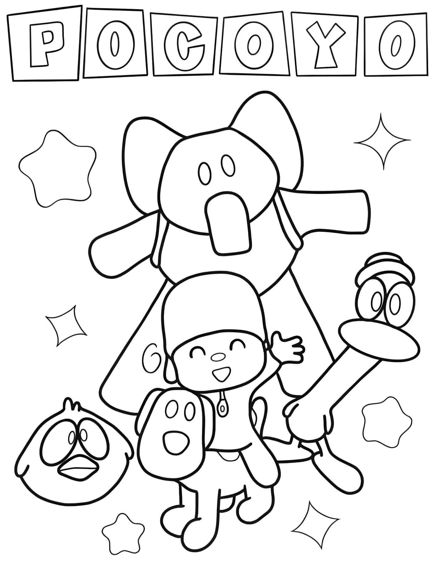 Поко и друзья для детей №9540. Раскраски из мультиков. Покойо (Pocoyo).