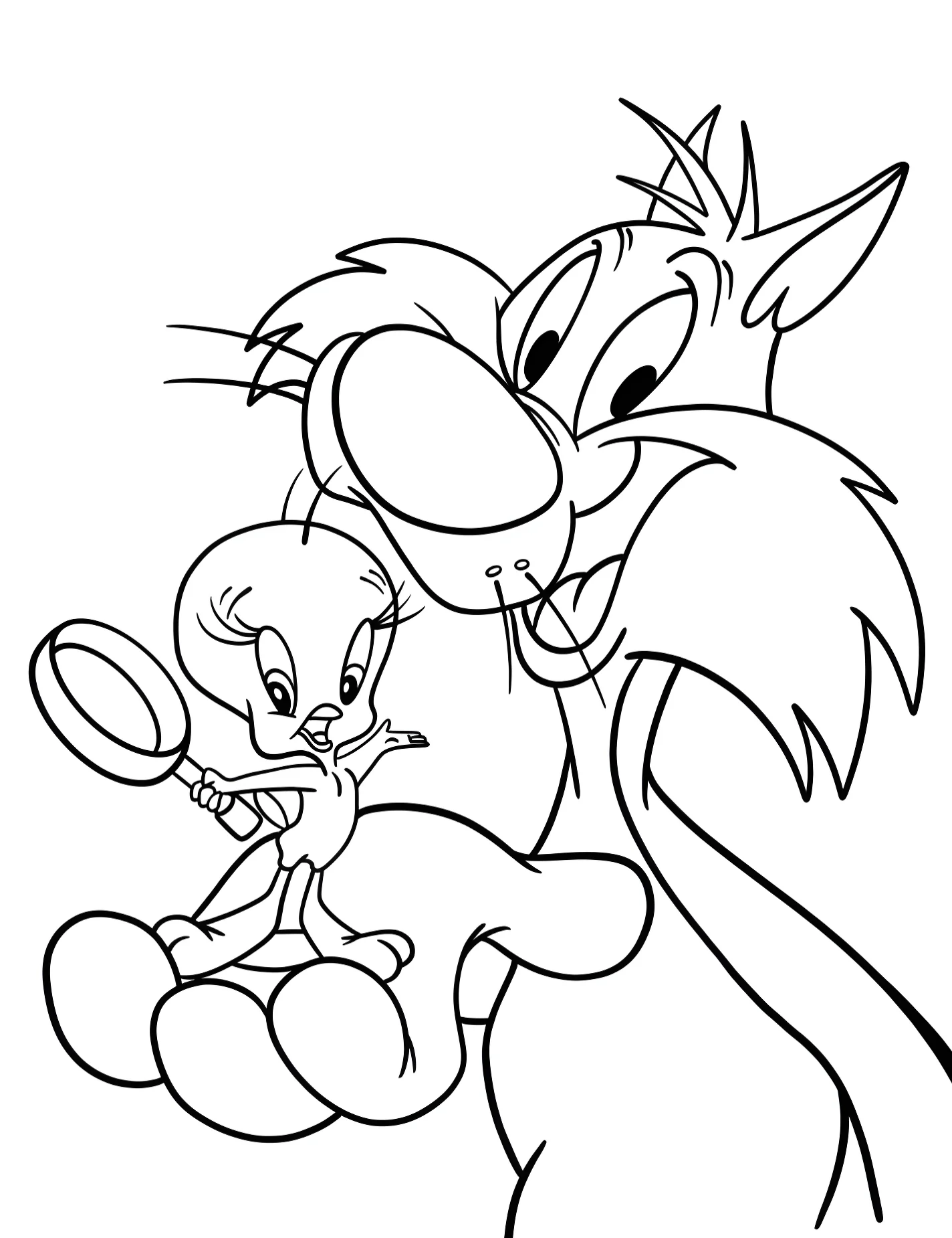 Твити и Сильвестр для детей №10252. Раскраски из мультиков. Твити (Tweety Bird).