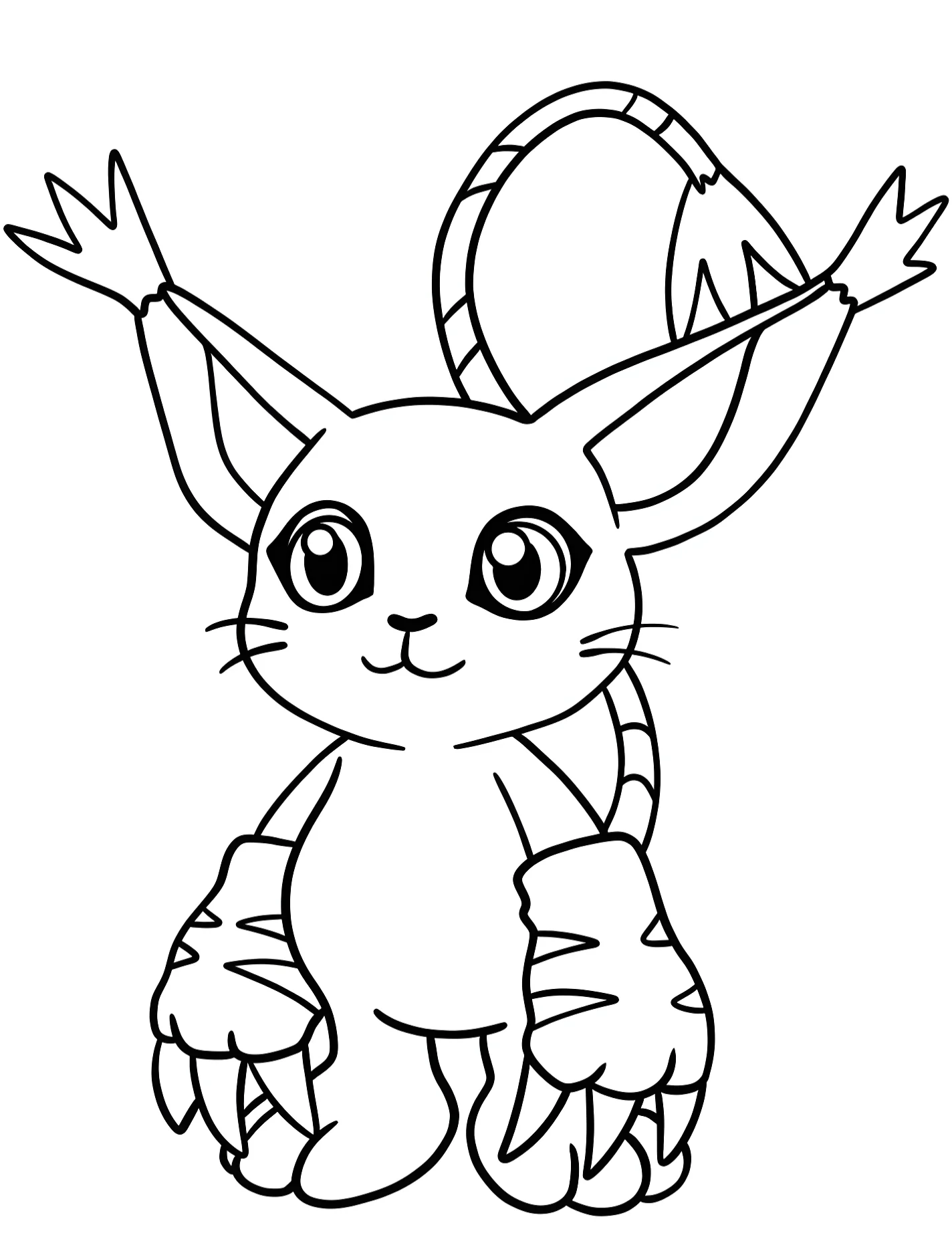 Милый котик Гатомон для детей №8728. Раскраски из мультиков. Дигимон (Digimon).