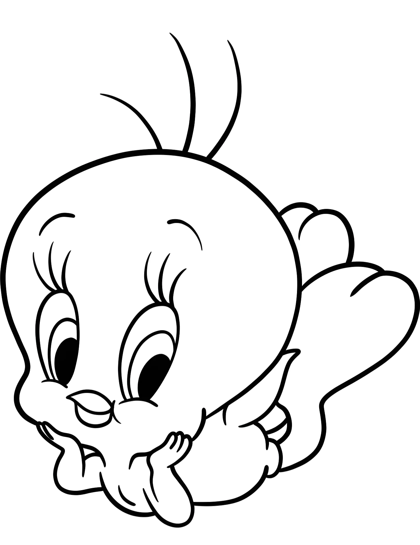 Милый птенец Твити для детей №10257. Раскраски из мультиков. Твити (Tweety Bird).