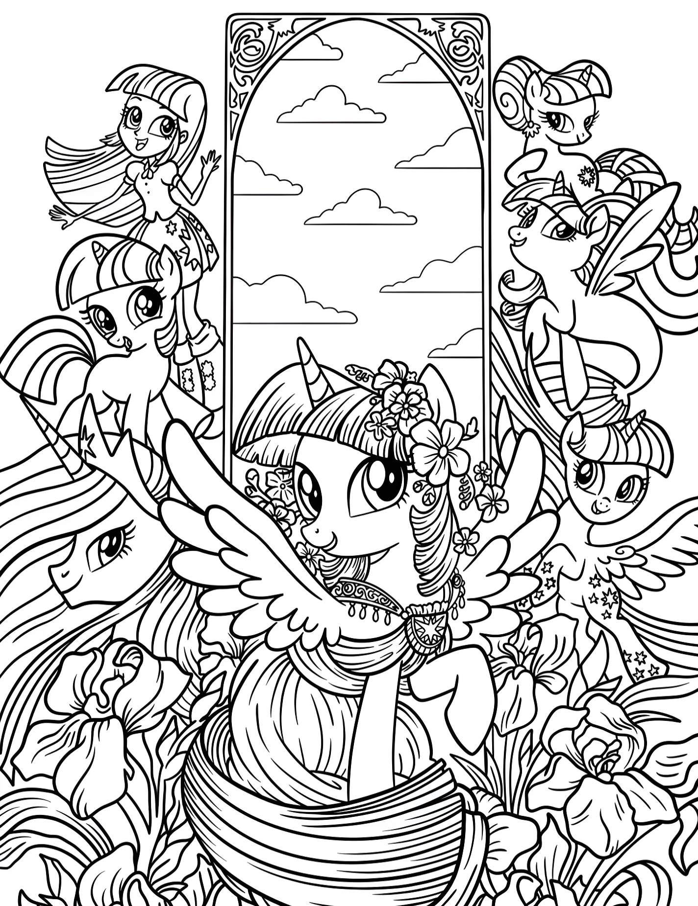 Веселые пони для детей №10277. Раскраски из мультиков. Твайлайт Спаркл (Twilight Sparkle).