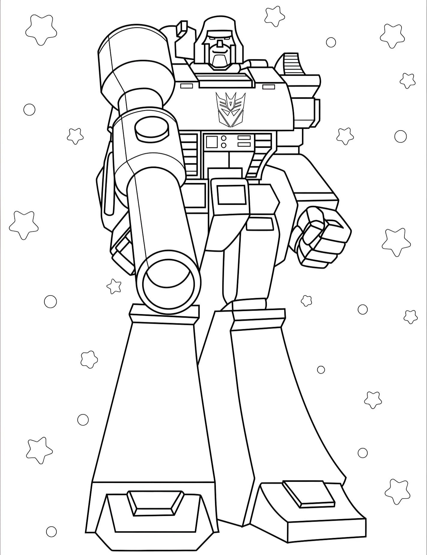 Робот Мегатрон для детей №10242. Раскраски из мультиков. Трансформеры (Transformers).