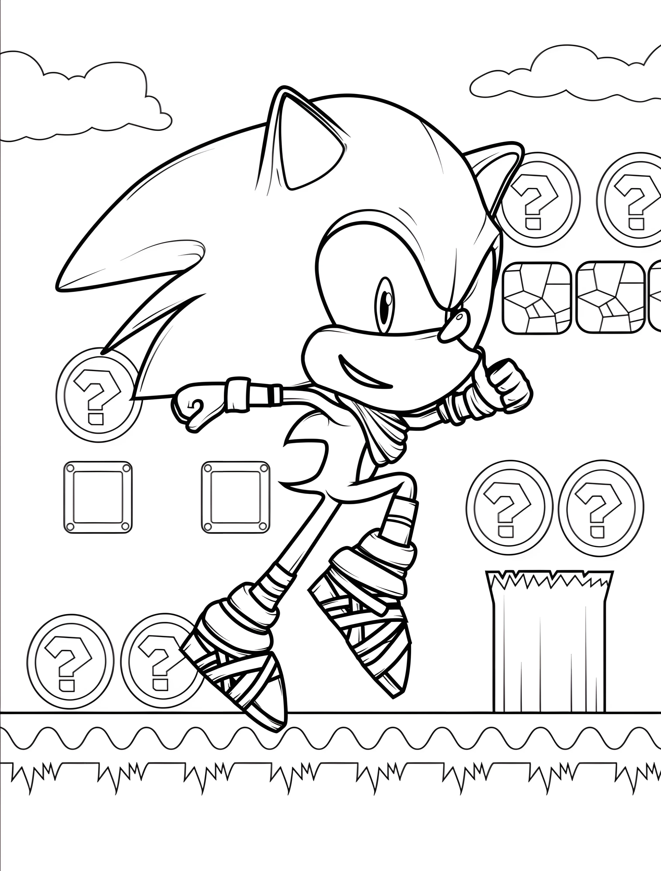 Соник в игре для детей №7728. Раскраски из игр. Соник (Sonic).