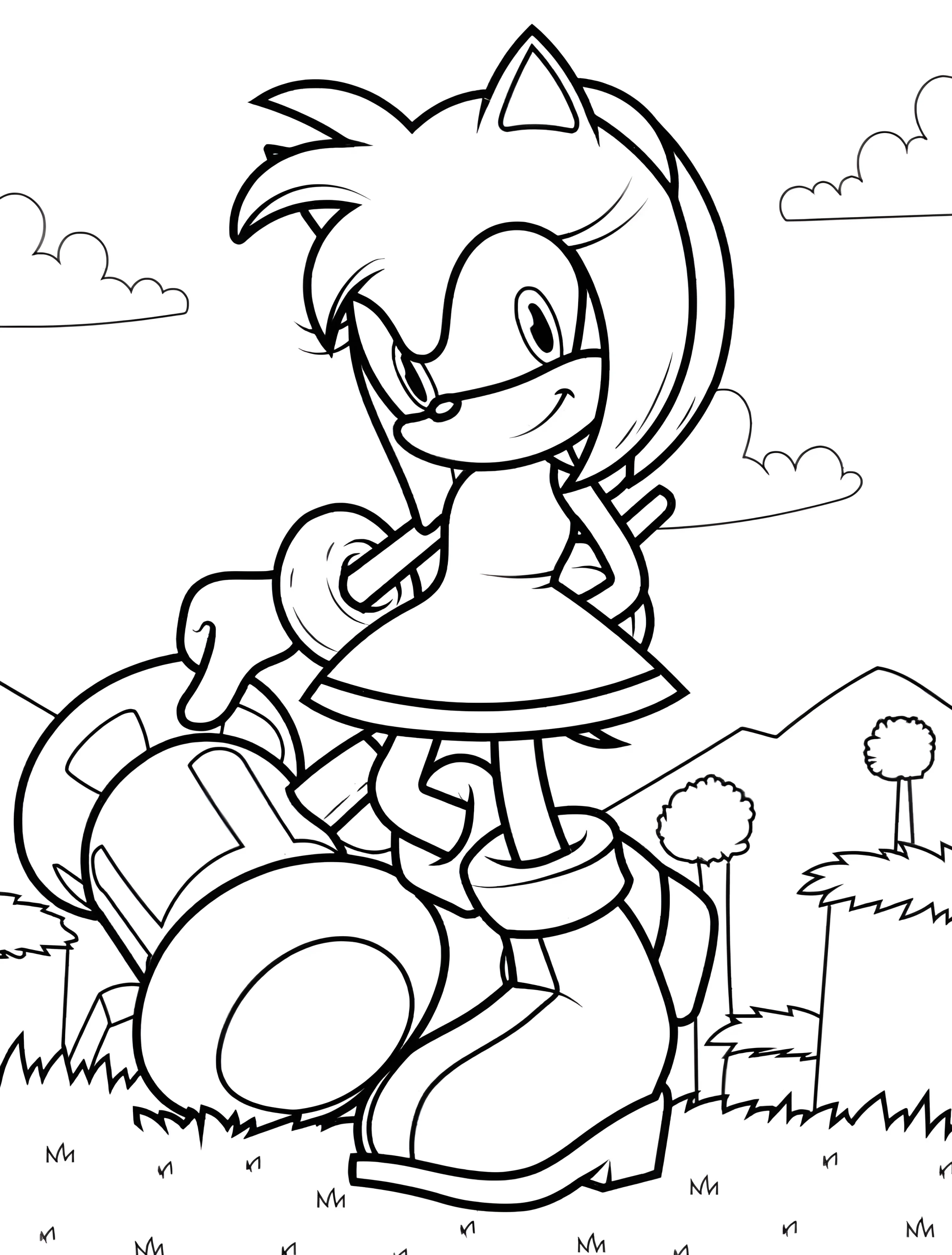 Эми Роуз для детей в динамичной позе №7730. Раскраски из игр. Соник (Sonic).
