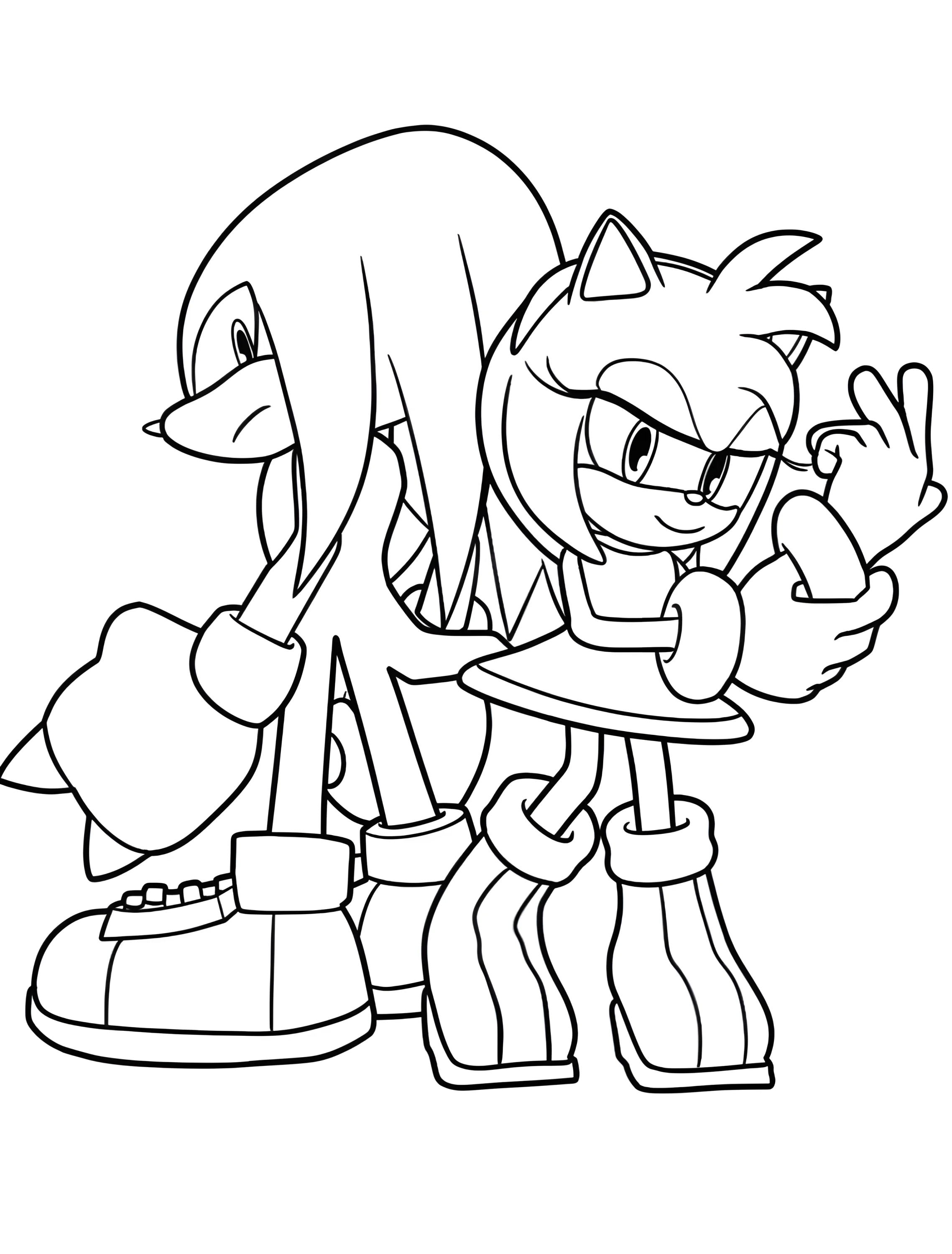 Эми Роуз и Наклз для детей №5984. Раскраски из игр. Эми Роуз (Amy Rose).