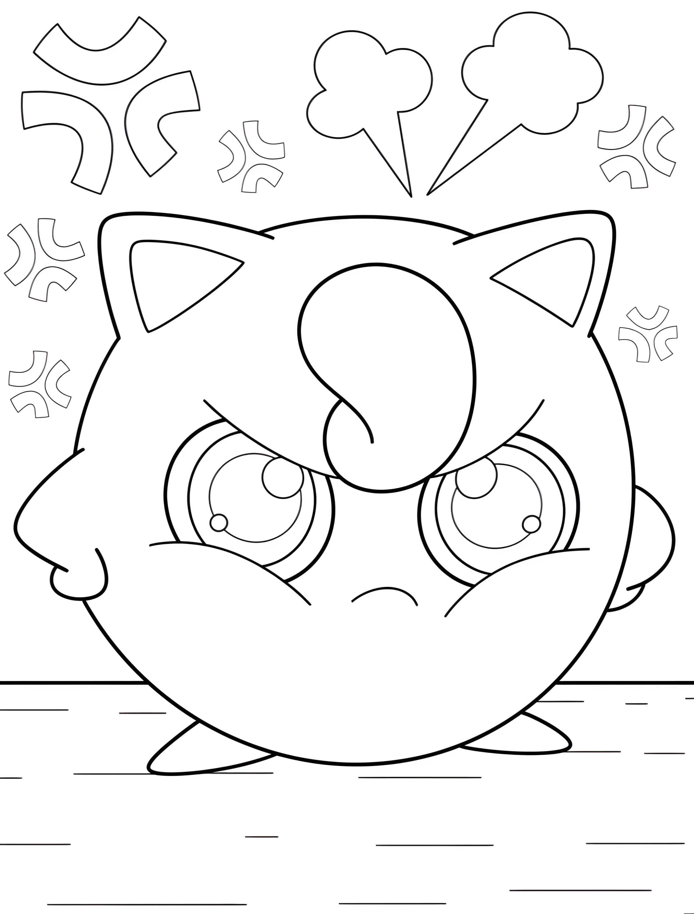 Милый Jigglypuff в игривом настроении для детей №6663. Раскраски из игр. Джигглипафф (Jigglypuff).