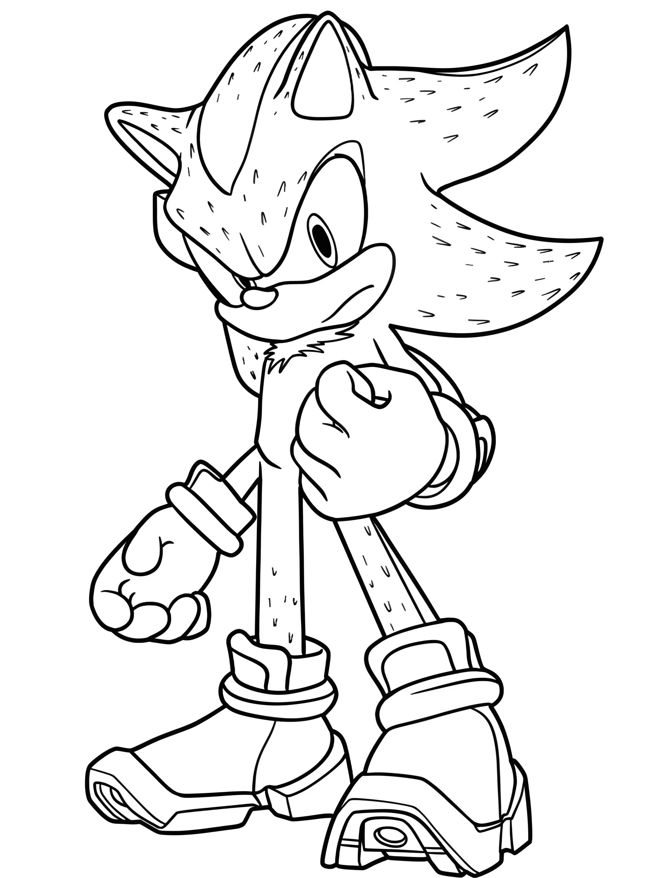 Сердитый Соник для детей №7651. Раскраски из игр. Шэдоу Соник (Shadow Sonic).