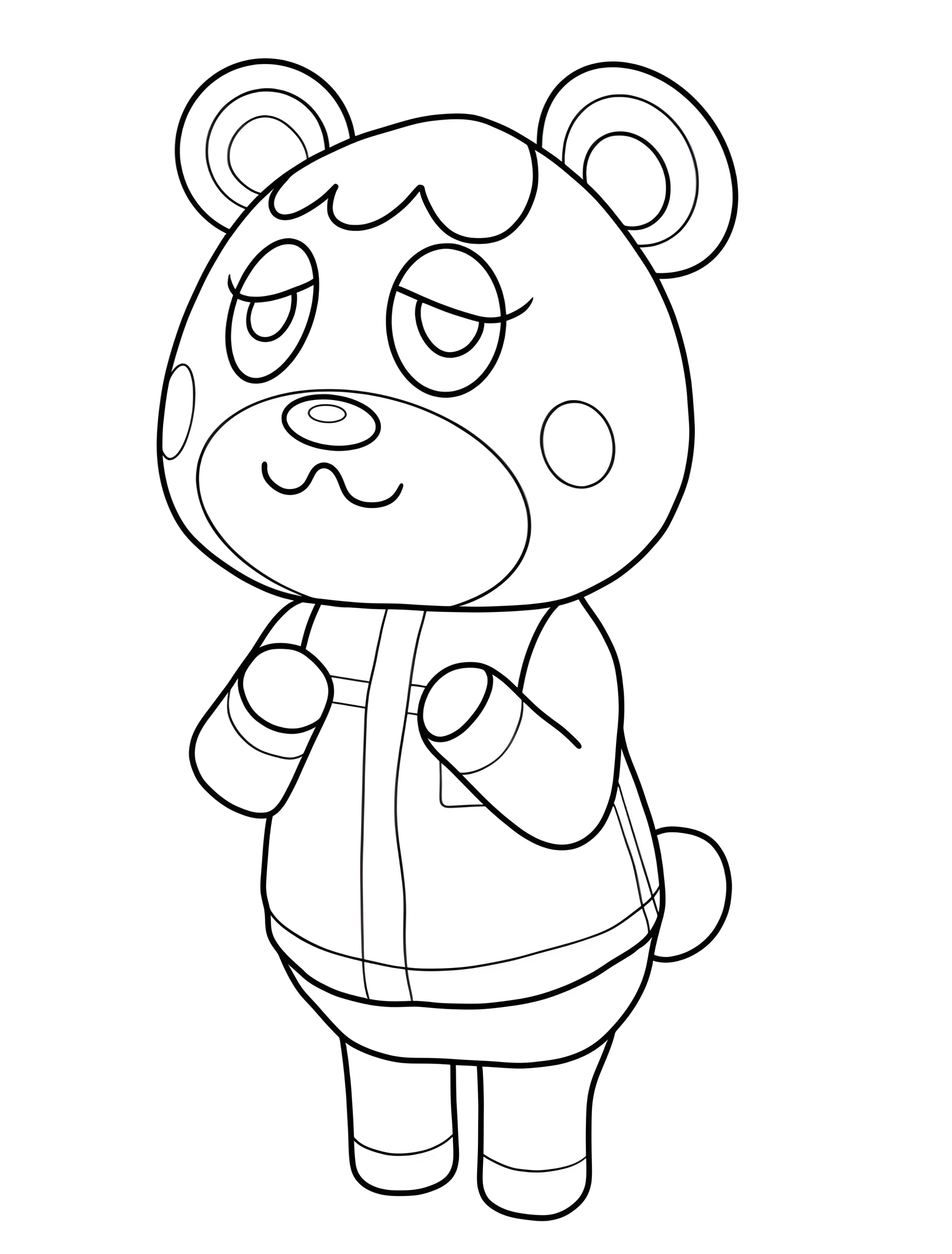 Милый медвежонок для детей №6024. Раскраски из игр. Энимал Кроссинг (Animal Crossing).