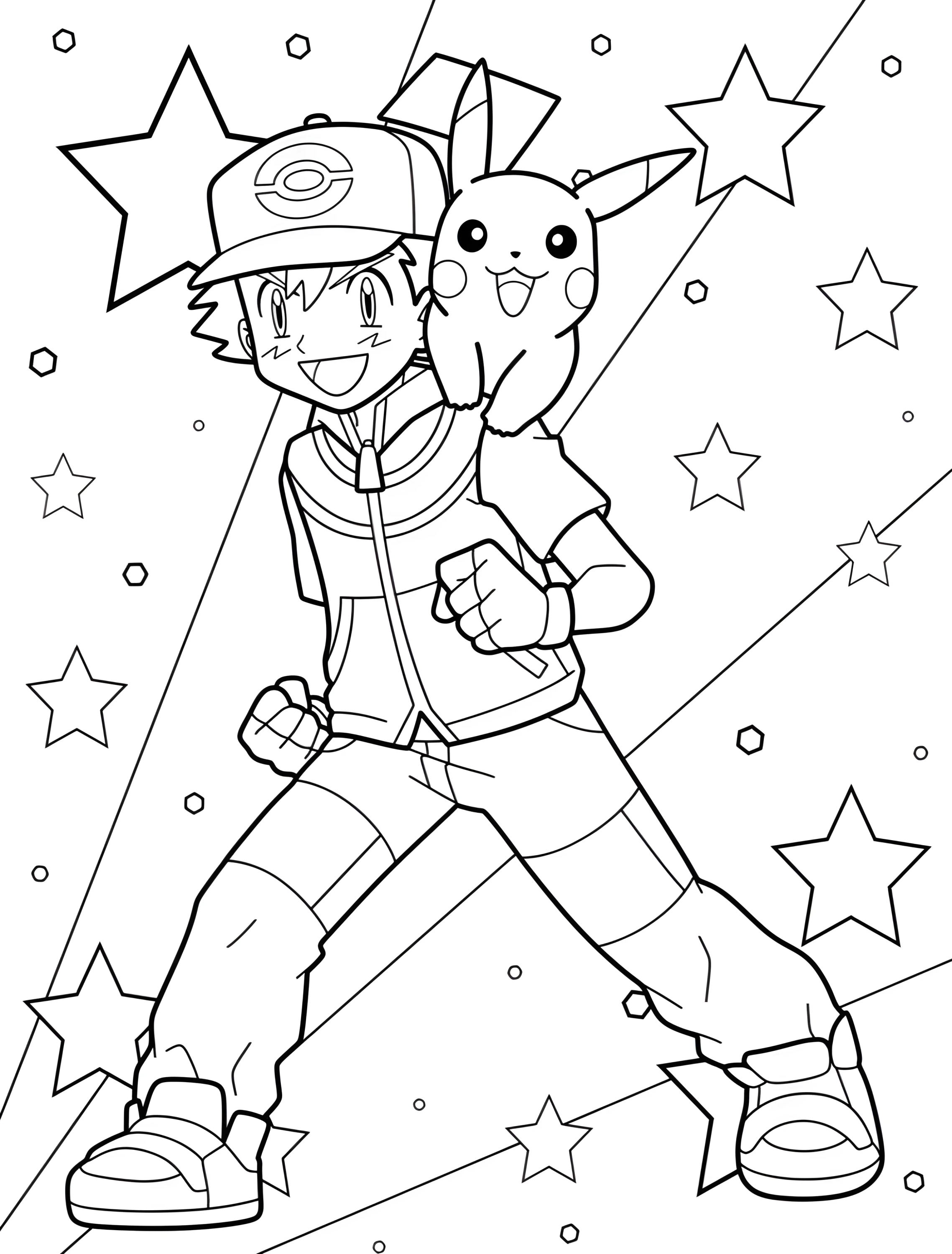 Аш Кетчум и Пикачу для детей №6076. Раскраски из игр. Эш Кетчум (Ash Ketchum).