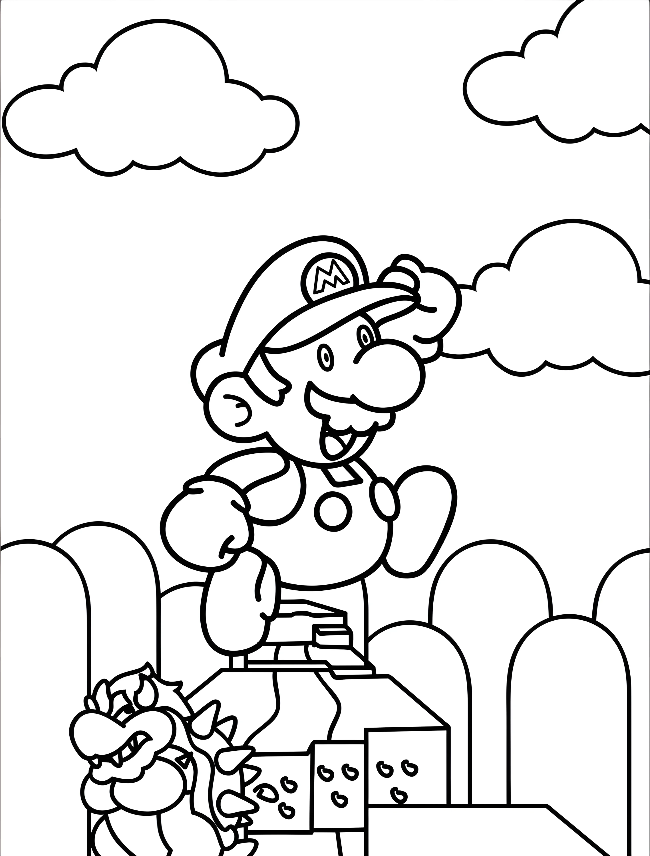 Марио и Баузер для детей №6915. Раскраски из игр. Марио (Mario).