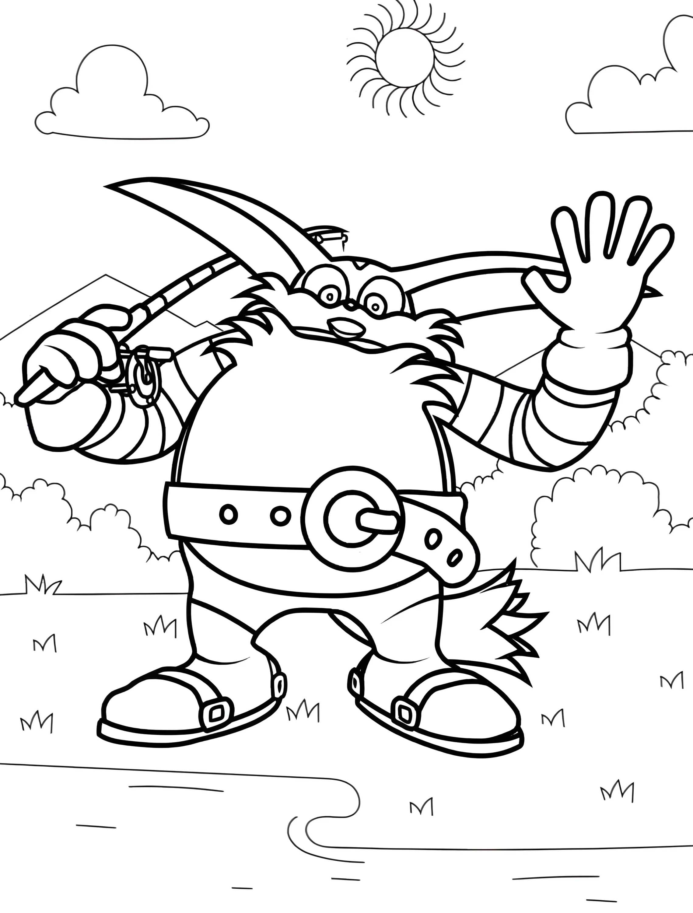 Веселый кот Биг машет лапой №7737. Раскраски из игр. Соник (Sonic).