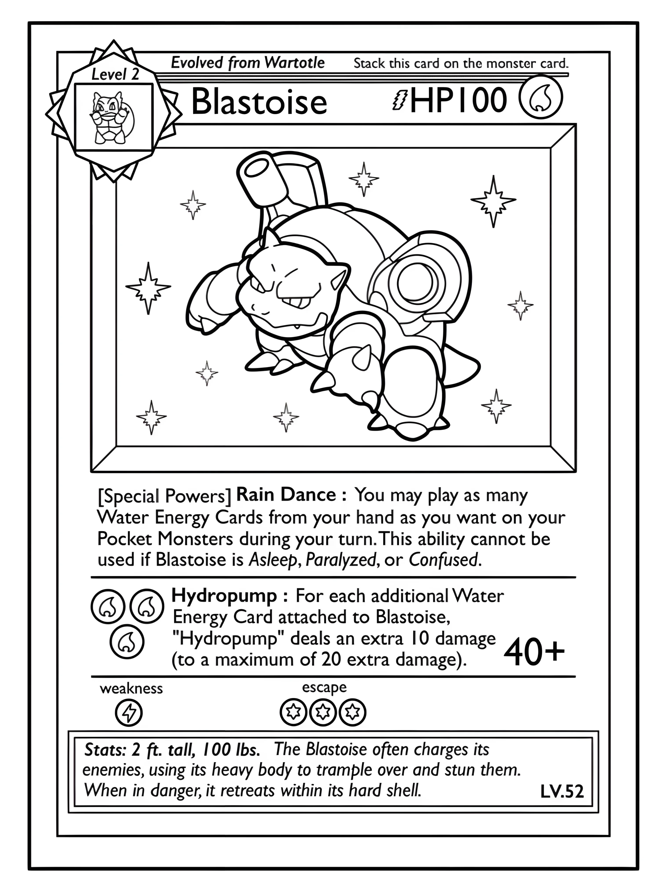 Покемон Бластоис для детей №7298. Раскраски из игр. Карты Покемон (Pokemon Card).
