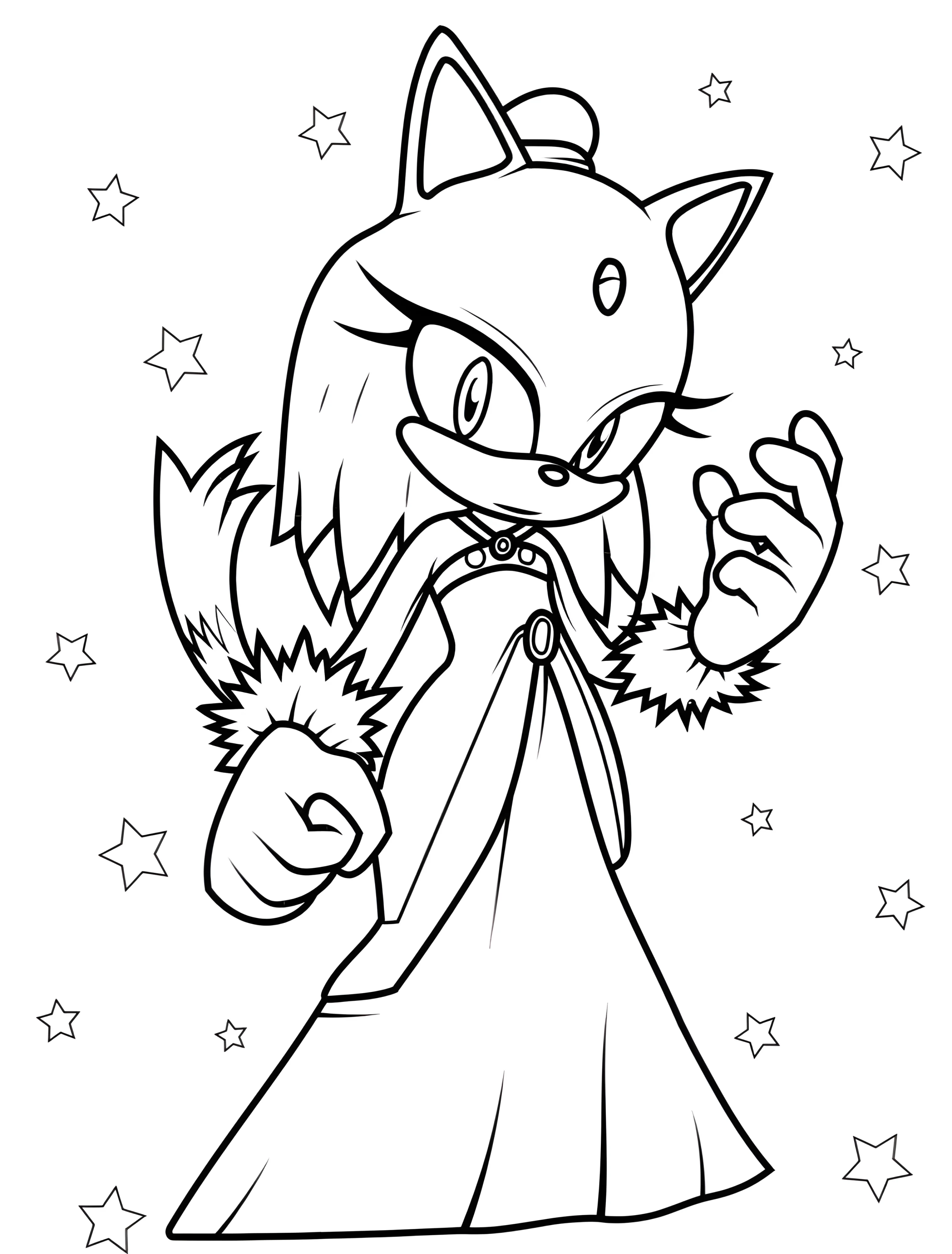 Милая кошка Блейз в красивом платье №7738. Раскраски из игр. Соник (Sonic).