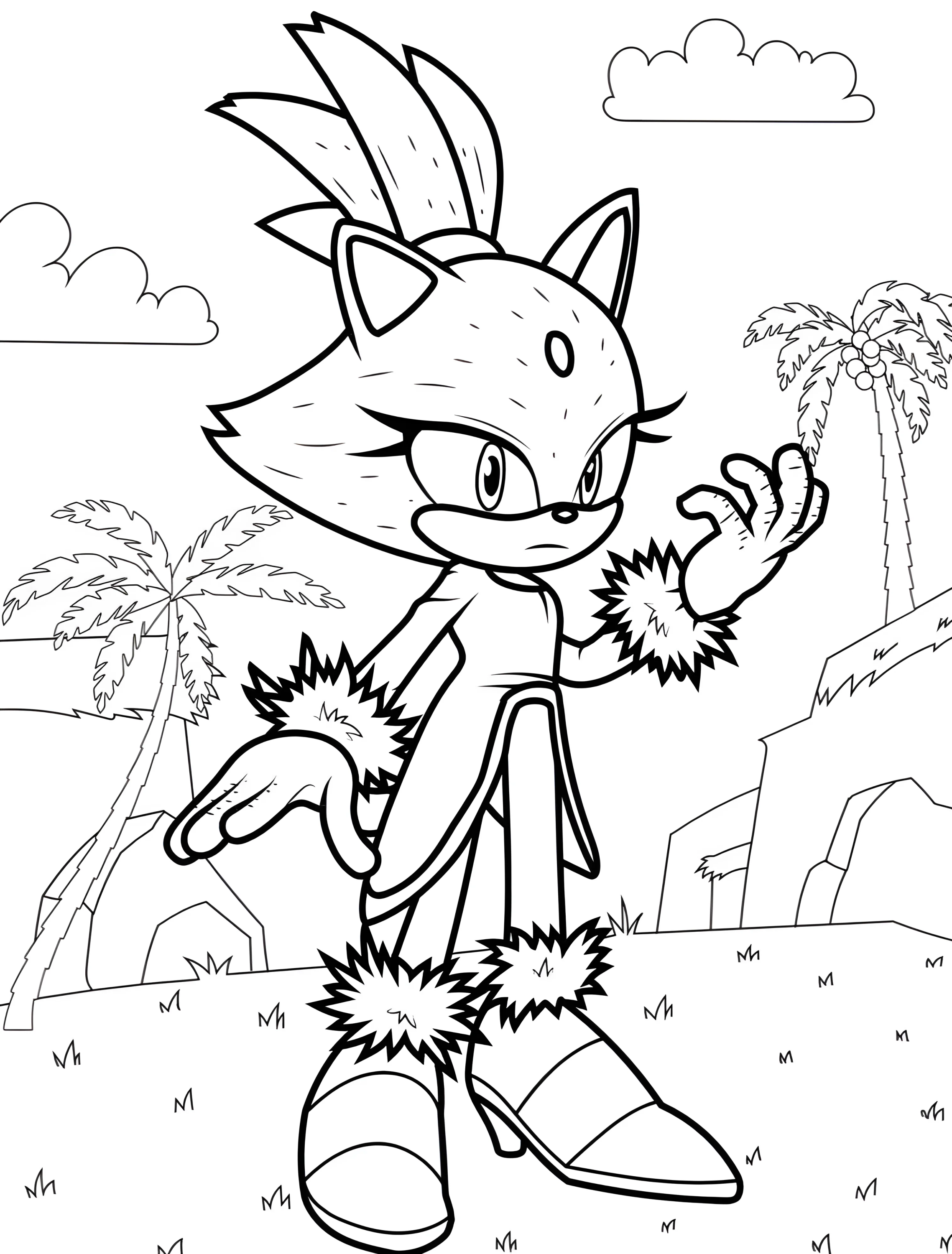 Милая кошка Блейз для детей №7739. Раскраски из игр. Соник (Sonic).