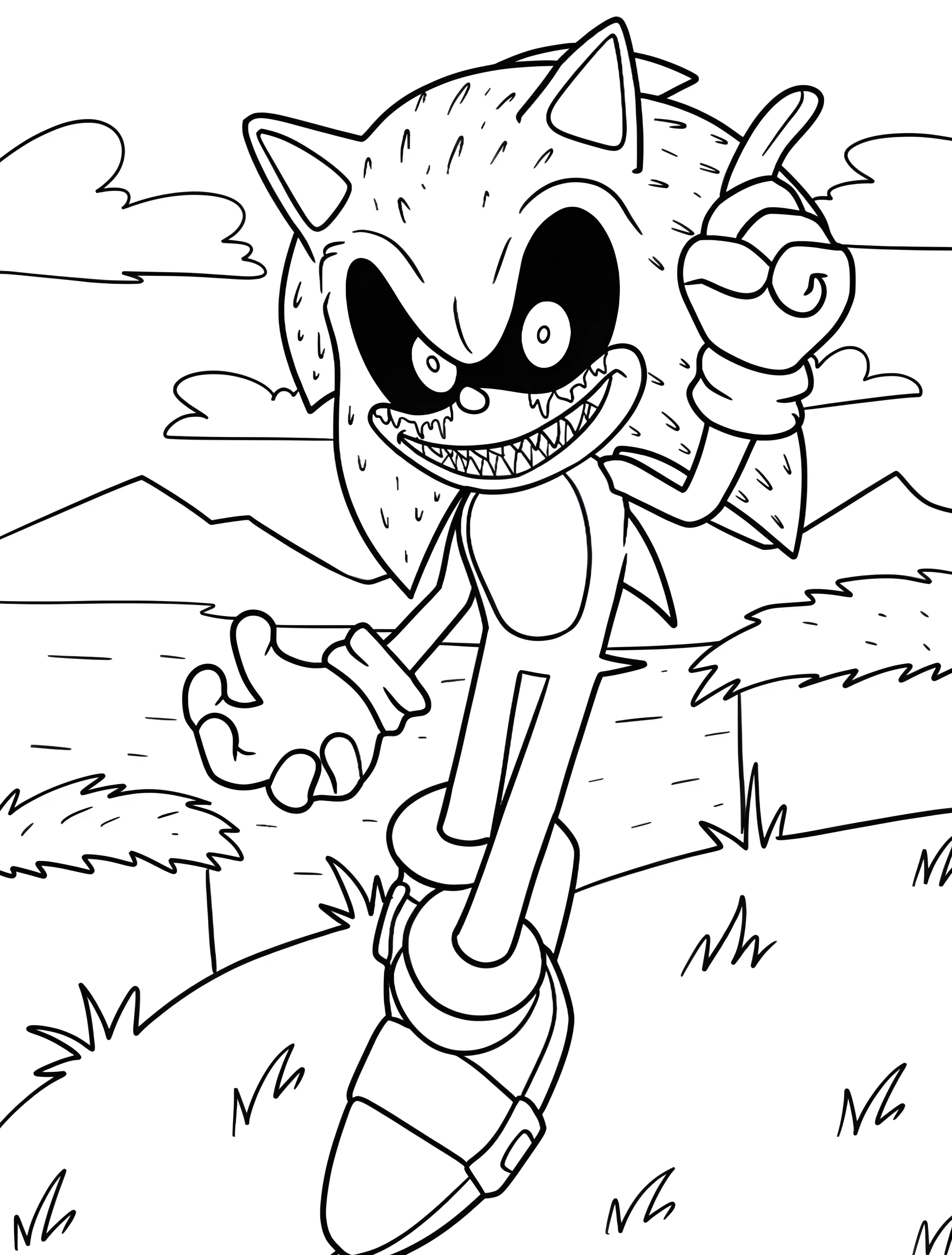 Соник Экc для детей милый персонаж №7799. Раскраски из игр. Соник Икс (Sonic EXE).