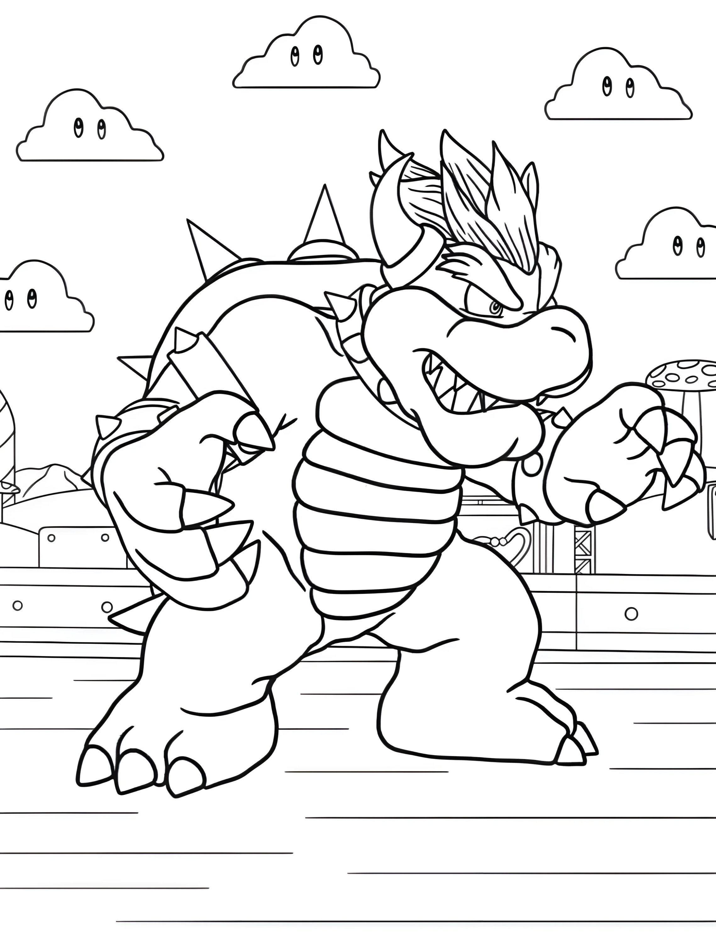 Забавный персонаж для детей №6109. Раскраски из игр. Боузер (Bowser).