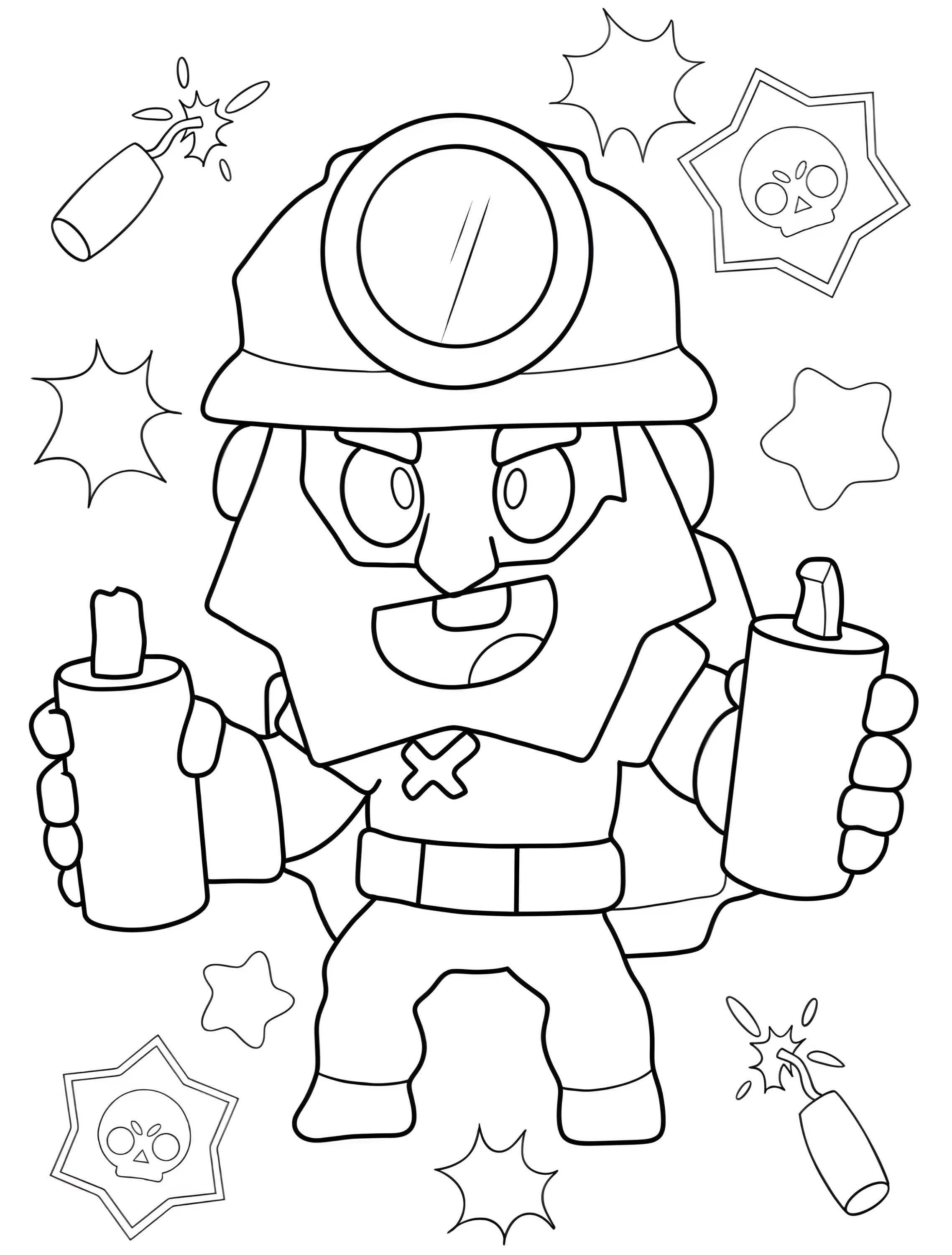 Шалун Динамайк из Brawl Stars для детей №6135. Раскраски из игр. Бравл Старс (Brawl Stars).