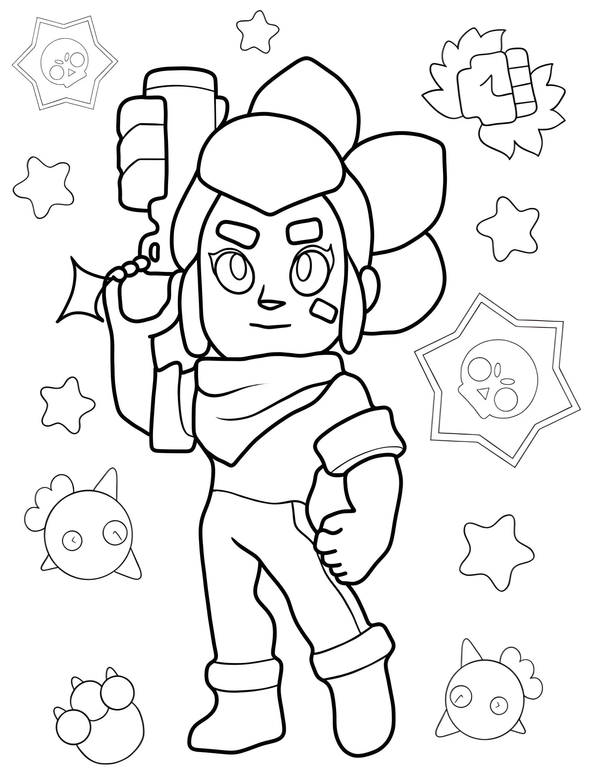 Милая Шеллі из Brawl Stars для детей №6138. Раскраски из игр. Бравл Старс (Brawl Stars).