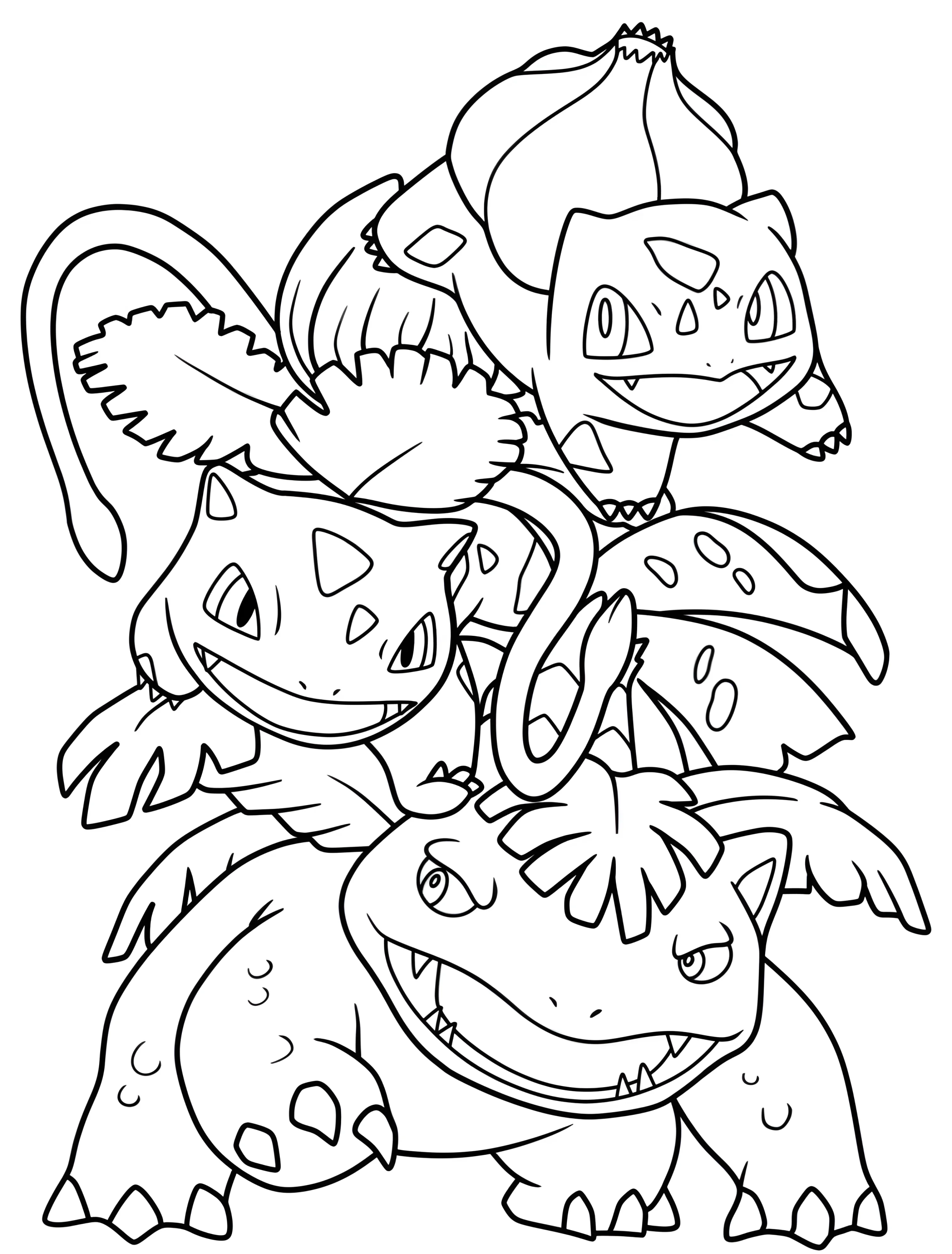 Весёлые покемоны для детей №6159. Раскраски из игр. Бульбазавр (Bulbasaur).
