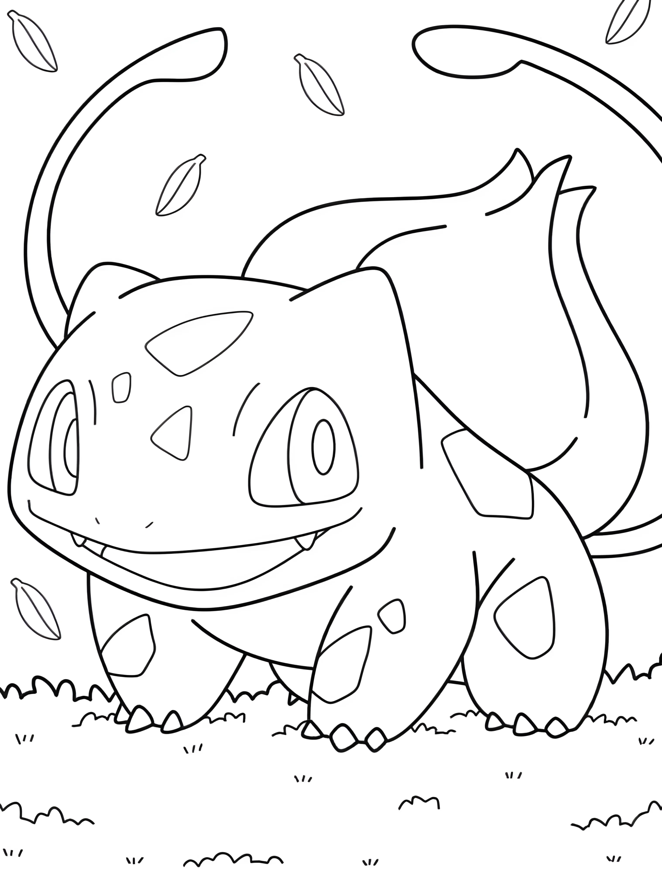 Веселый Bulbasaur из Покемонов для детей №7342. Раскраски из игр. Покемон (Pokemon).