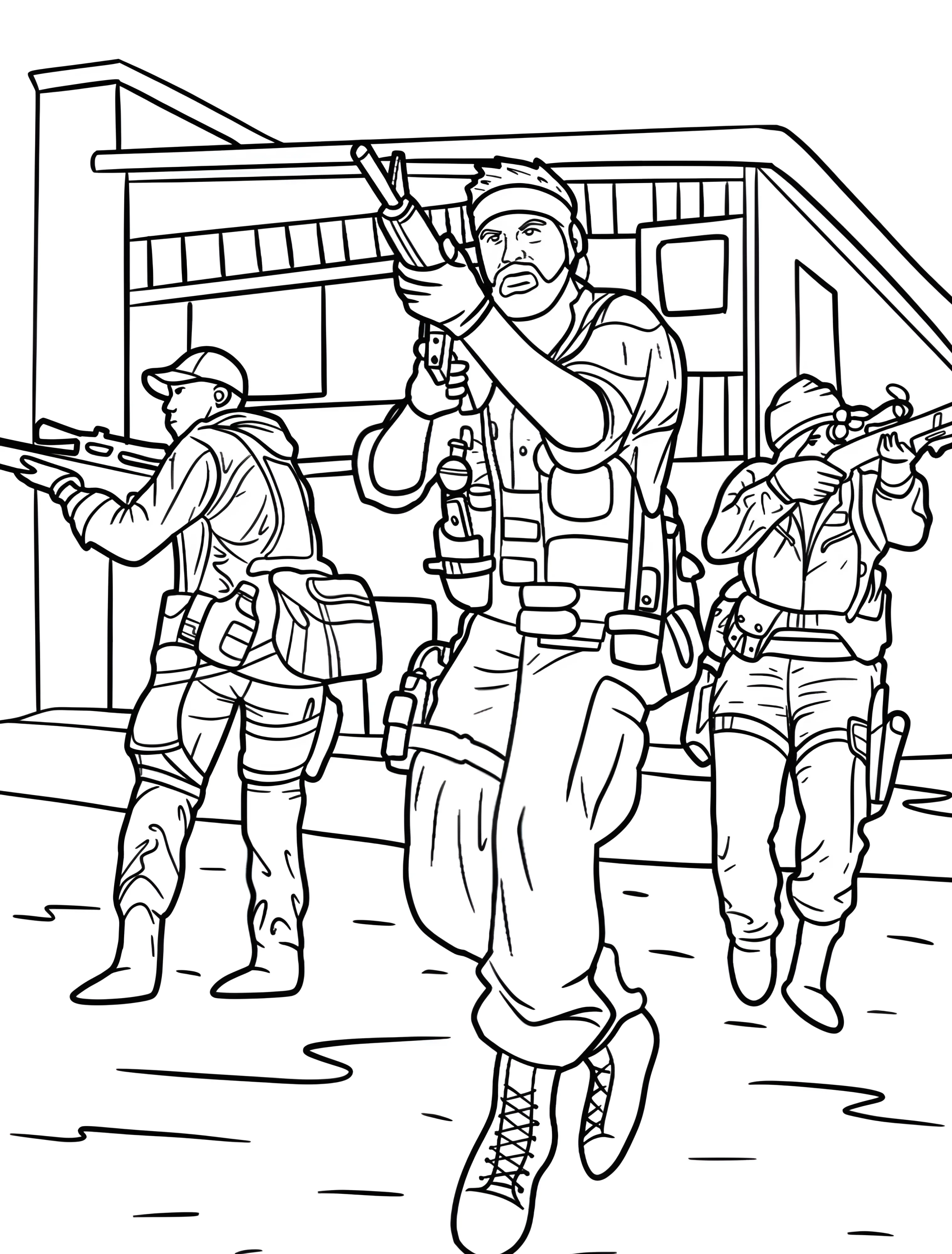 Солдаты в боевой обстановке для детей №6188. Раскраски из игр. Колл оф Дьюти (Call of Duty).