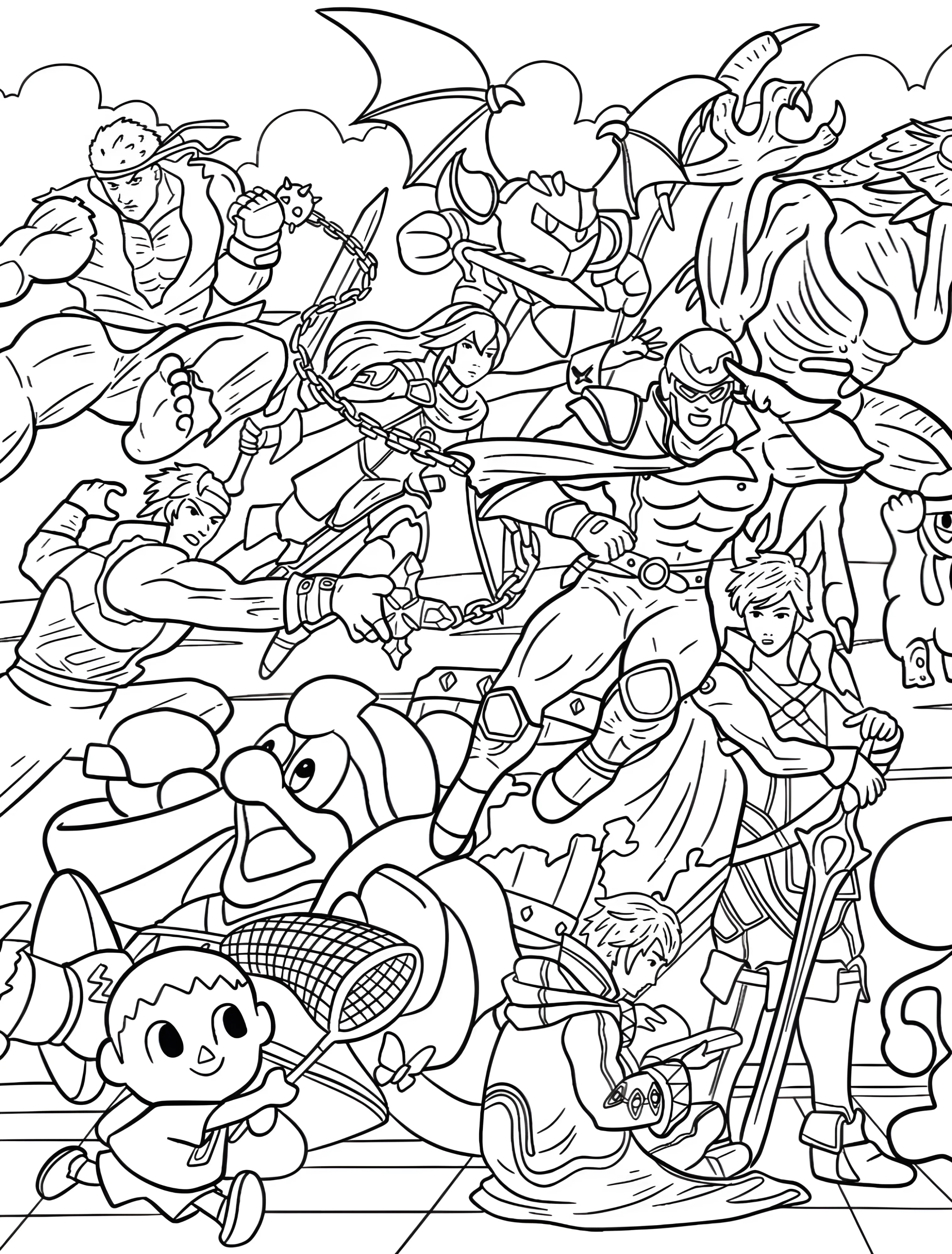 Герои Nintendo для детей №7969. Раскраски из игр. Супер Смэш Брос (Super Smash Bros).