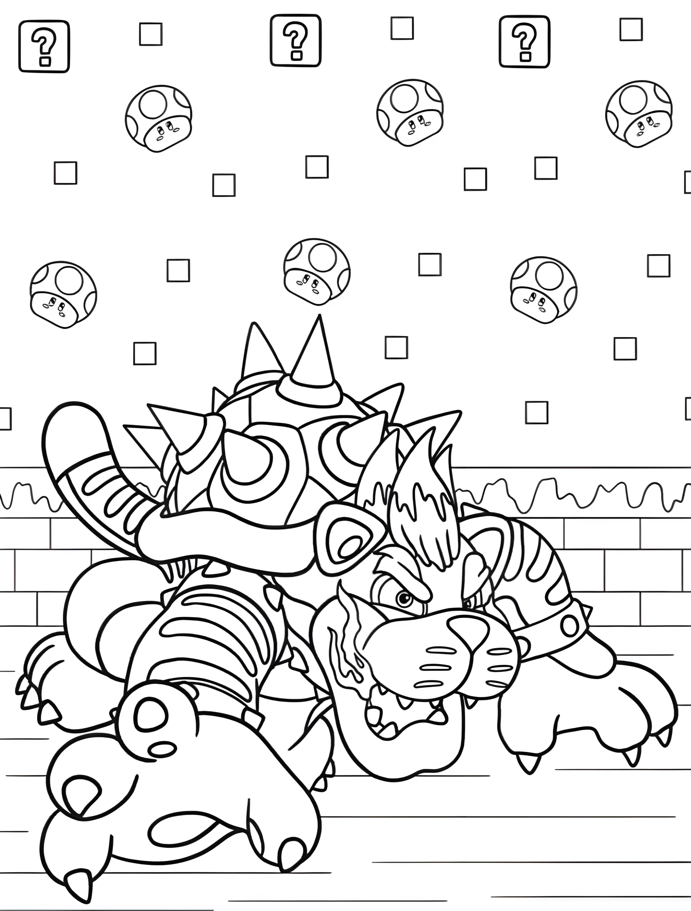 Забавный котенок Маузер для детей №6116. Раскраски из игр. Боузер (Bowser).