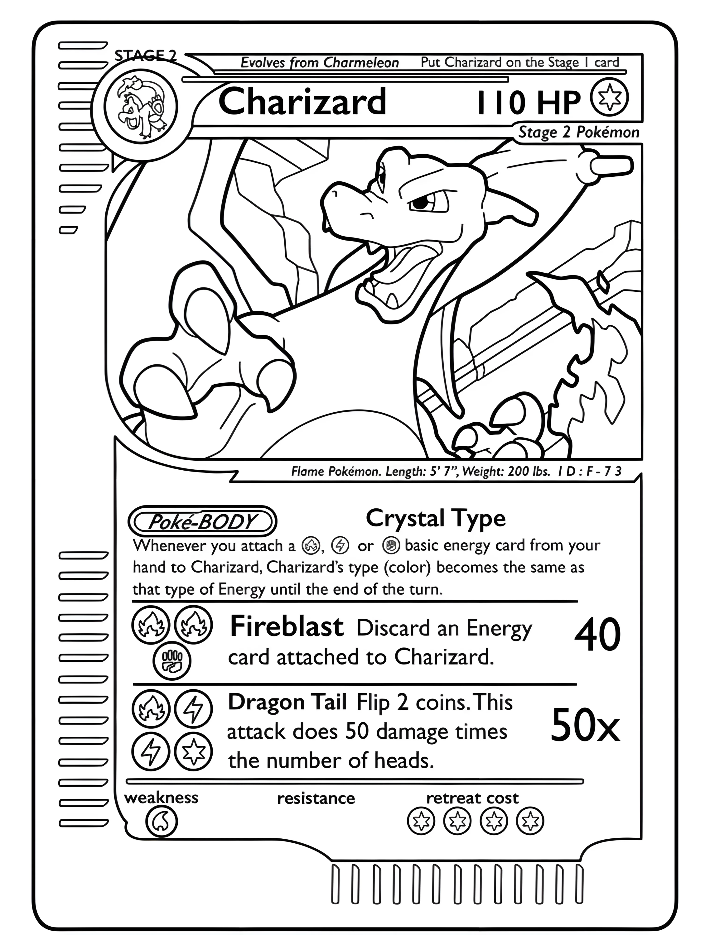 Покемон Чарizard для детей №7301. Раскраски из игр. Карты Покемон (Pokemon Card).