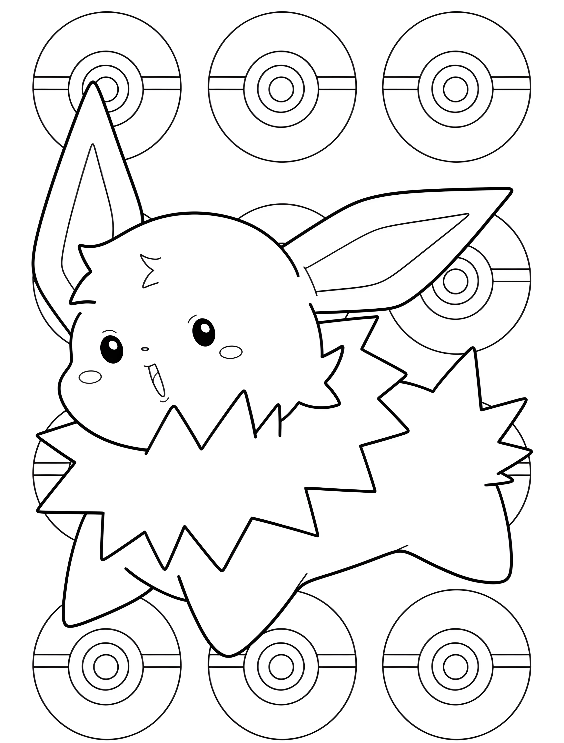 Милый Jolteon для раскрашивания для детей №6686. Раскраски из игр. Джолтеон (Jolteon).