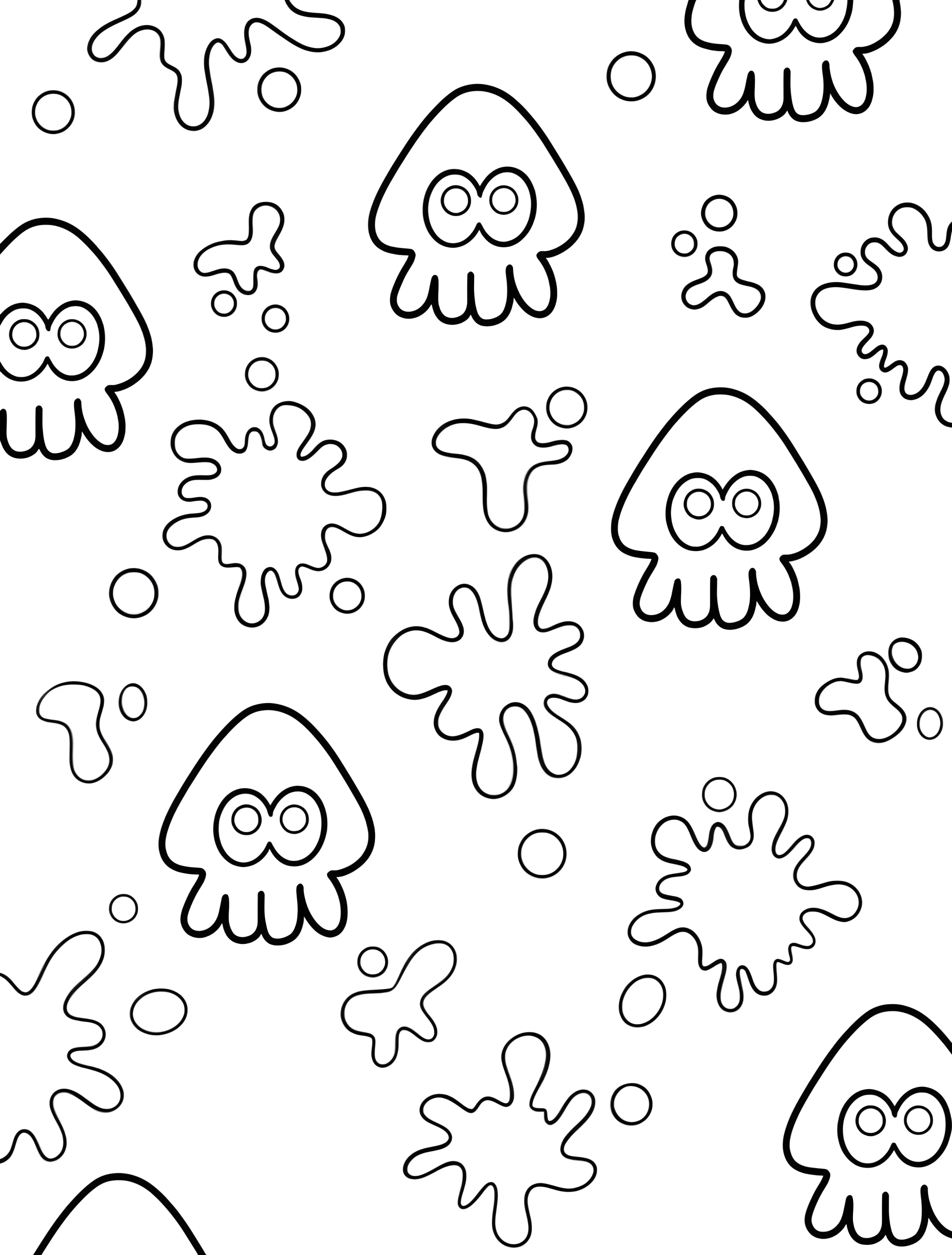 Забавный кальмар для детей №7821. Раскраски из игр. Сплатун (Splatoon).
