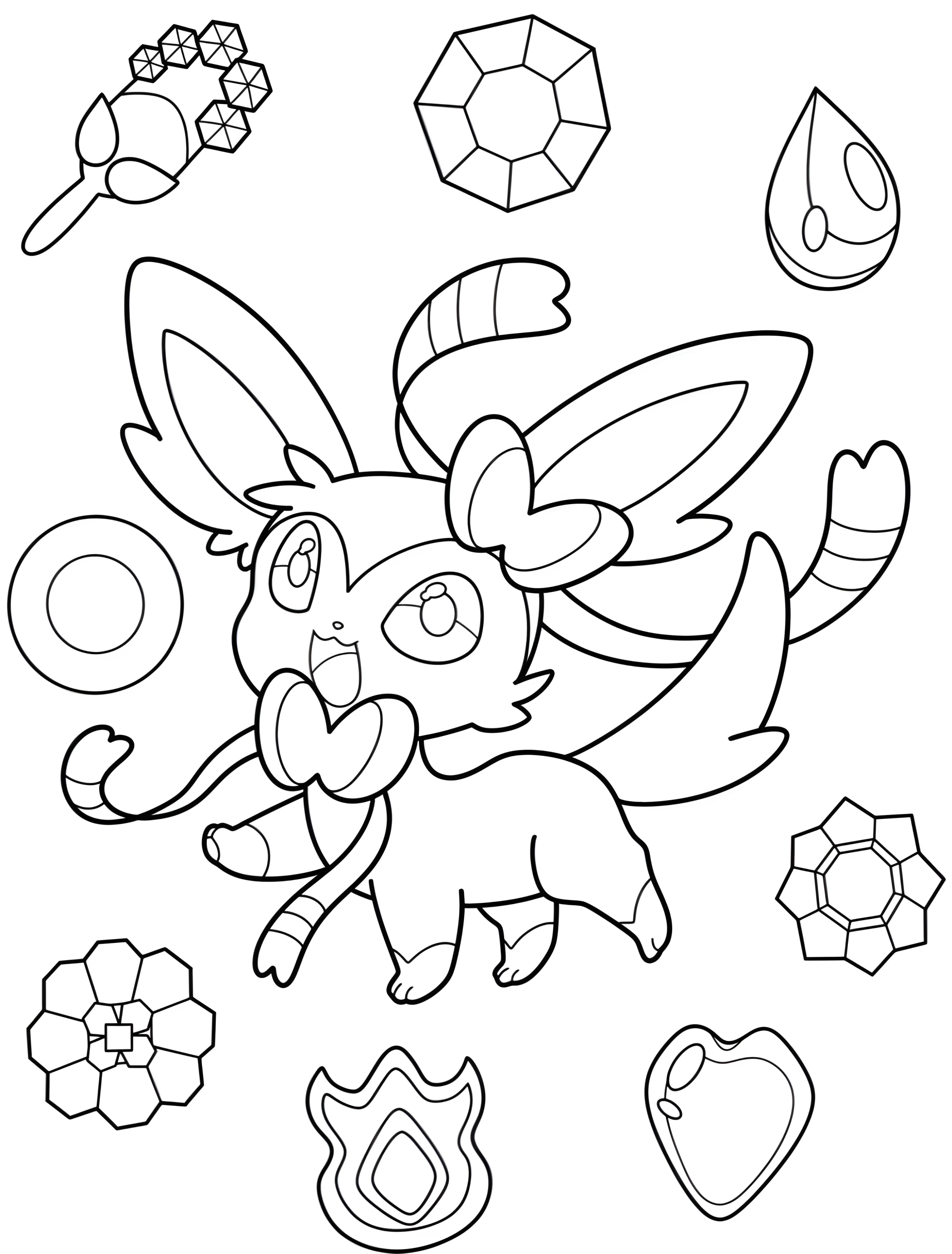 Милый Чиби Сильвеон для детей №8008. Раскраски из игр. Сильвеон (Sylveon).
