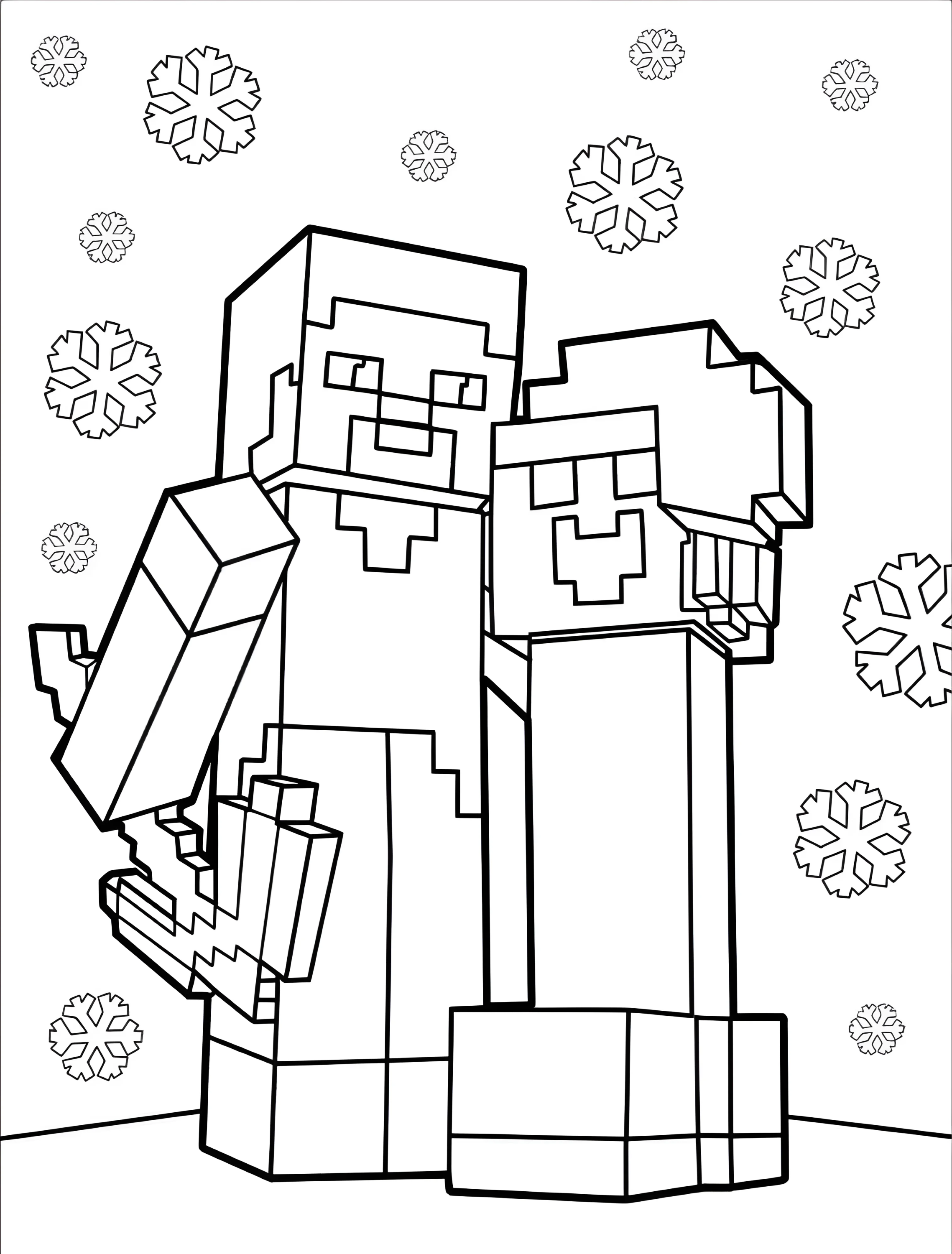 Персонаж Minecraft в новогоднем стиле для детей №7038. Раскраски из игр. Майнкрафт (Minecraft).