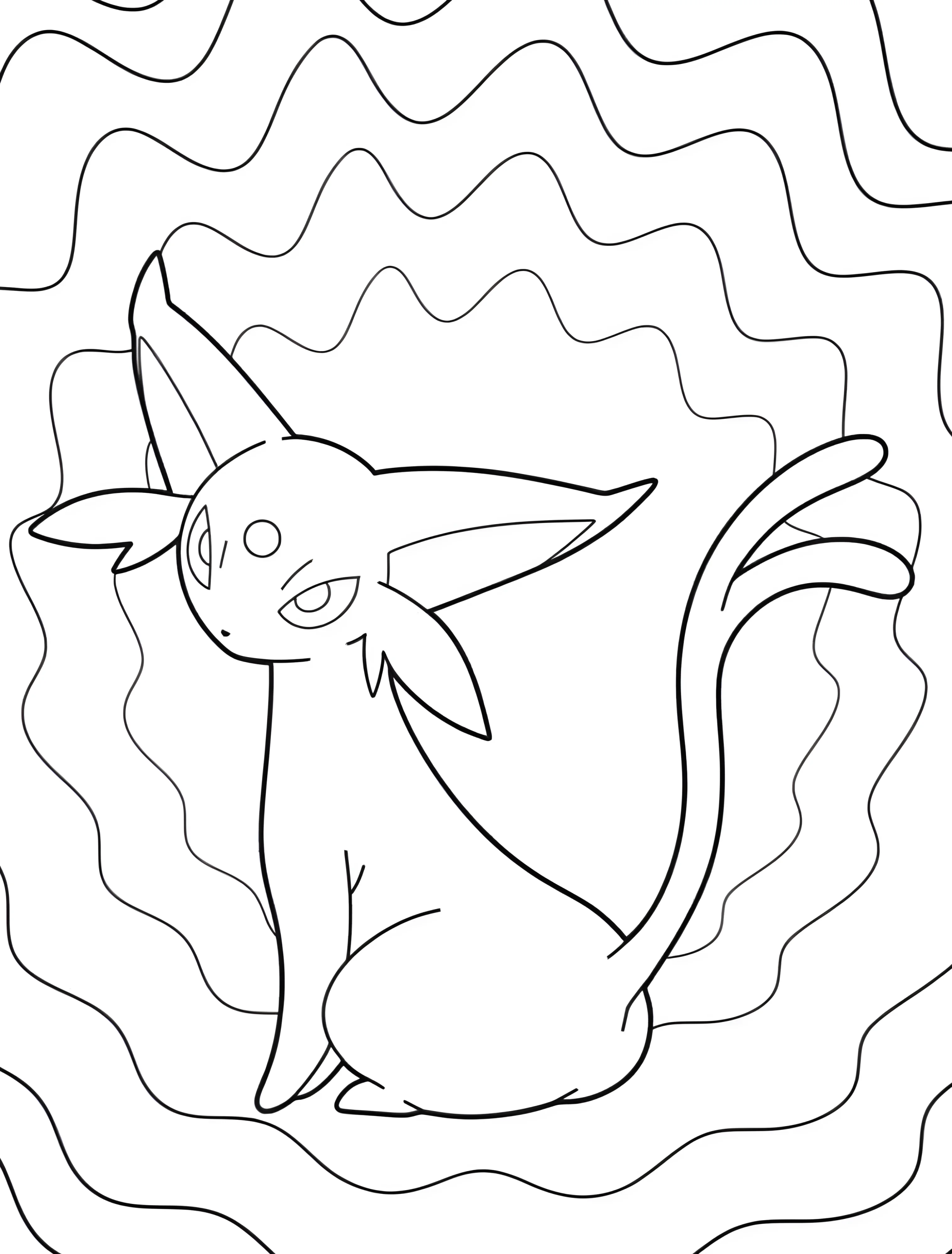 Милый Эспеон для детей №7350. Раскраски из игр. Покемон (Pokemon).