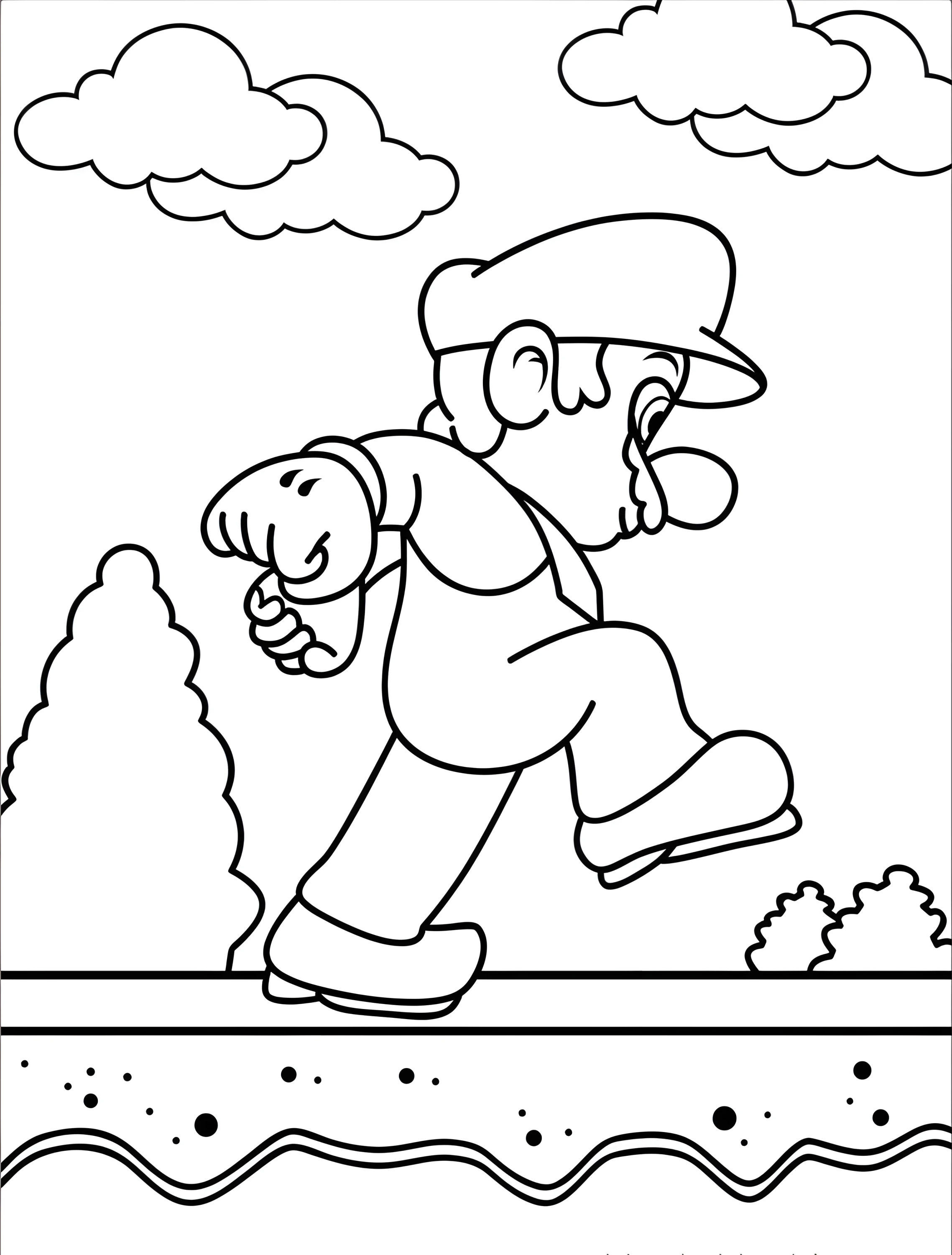 Весёлый Марио для детей №6916. Раскраски из игр. Марио (Mario).