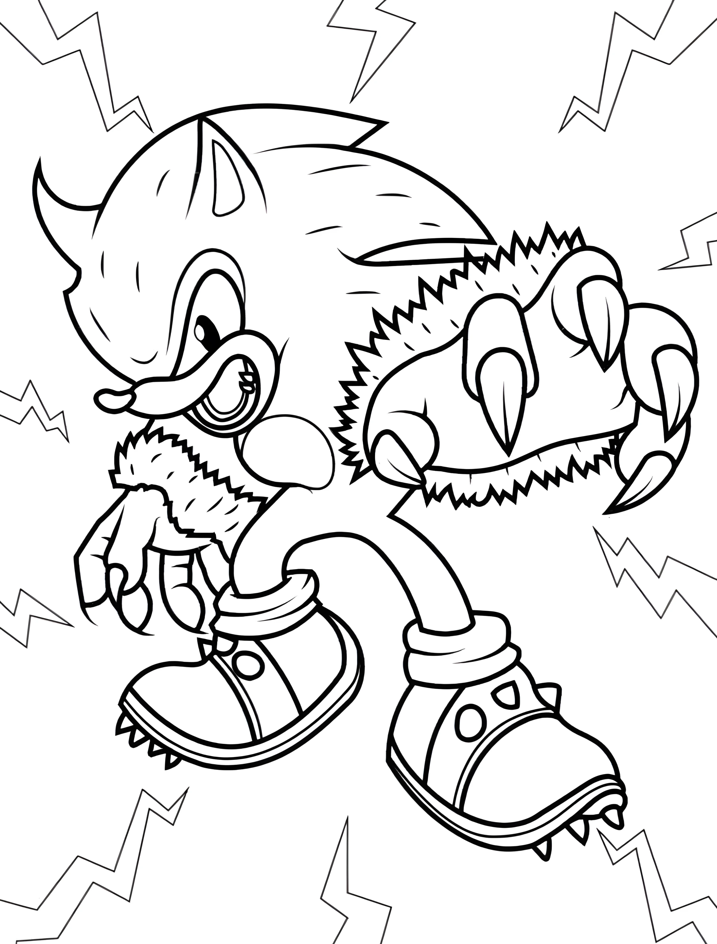 Соник Еж-оборотень для детей №7745. Раскраски из игр. Соник (Sonic).
