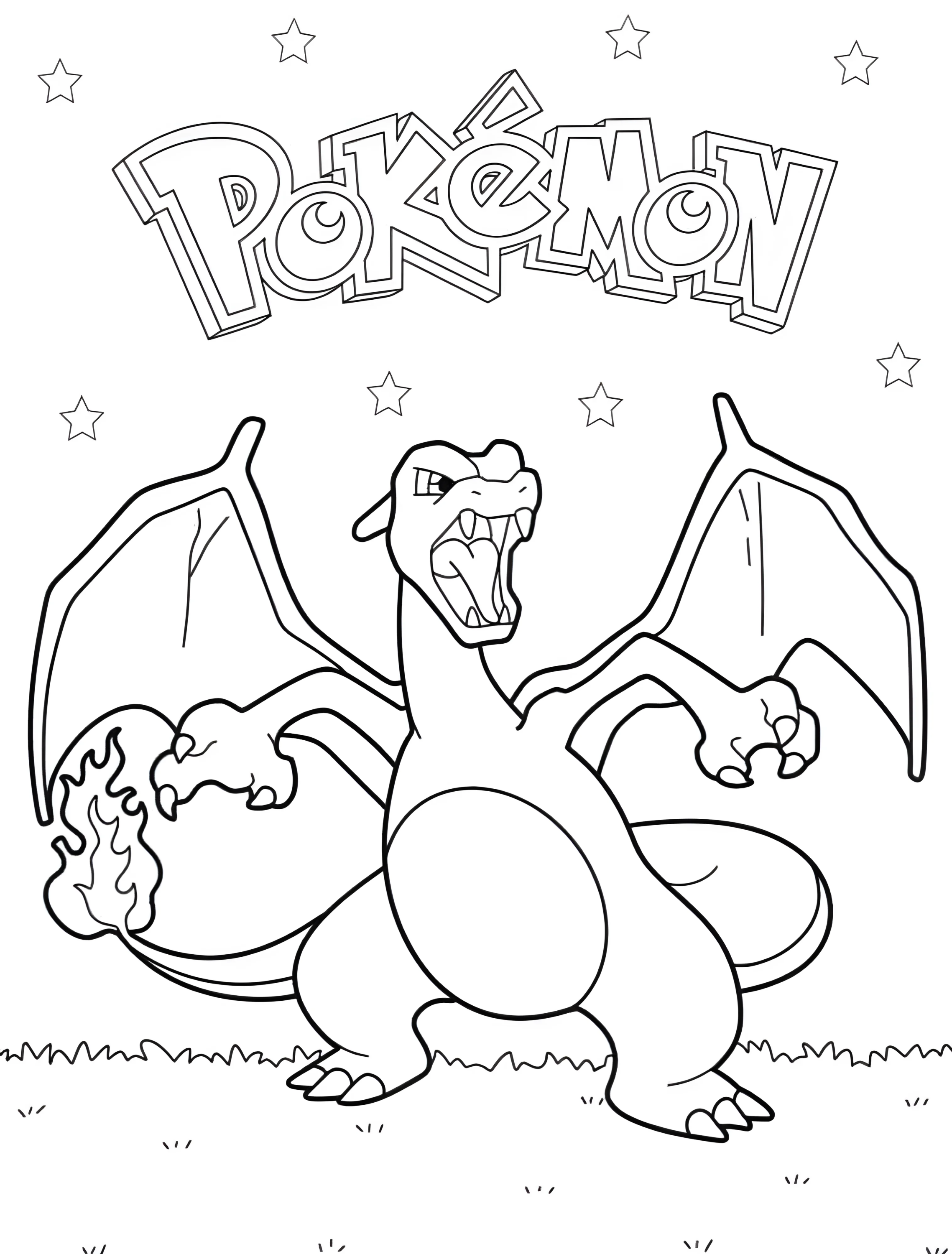 Забавный Чарizard для детей №6213. Раскраски из игр. Чаризард (Charizard).