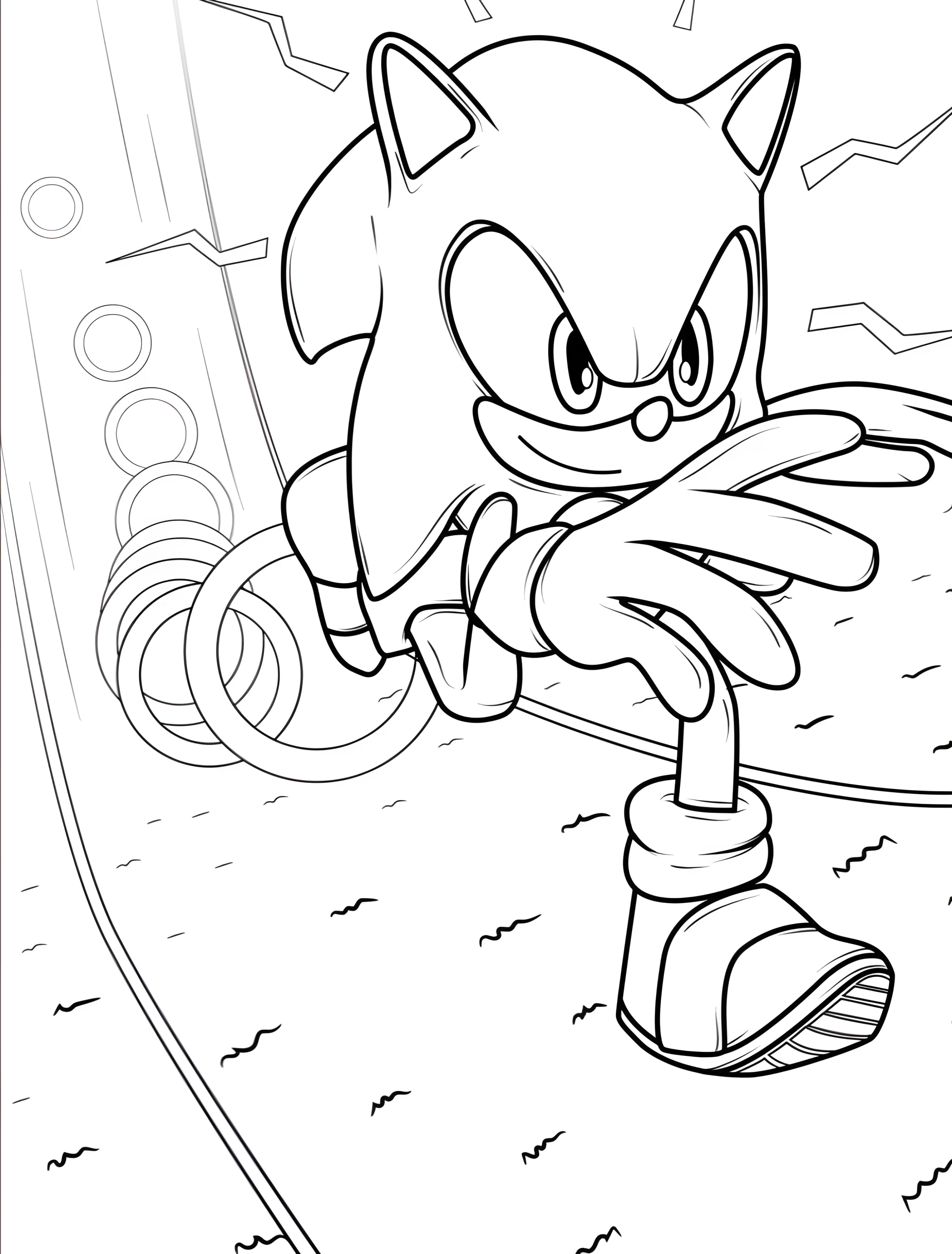 Соник бежит для детей №7747. Раскраски из игр. Соник (Sonic).